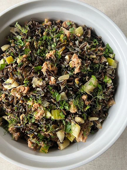 Wild Rice “Stuffing” with Sweet Italian Sausage and Fennel