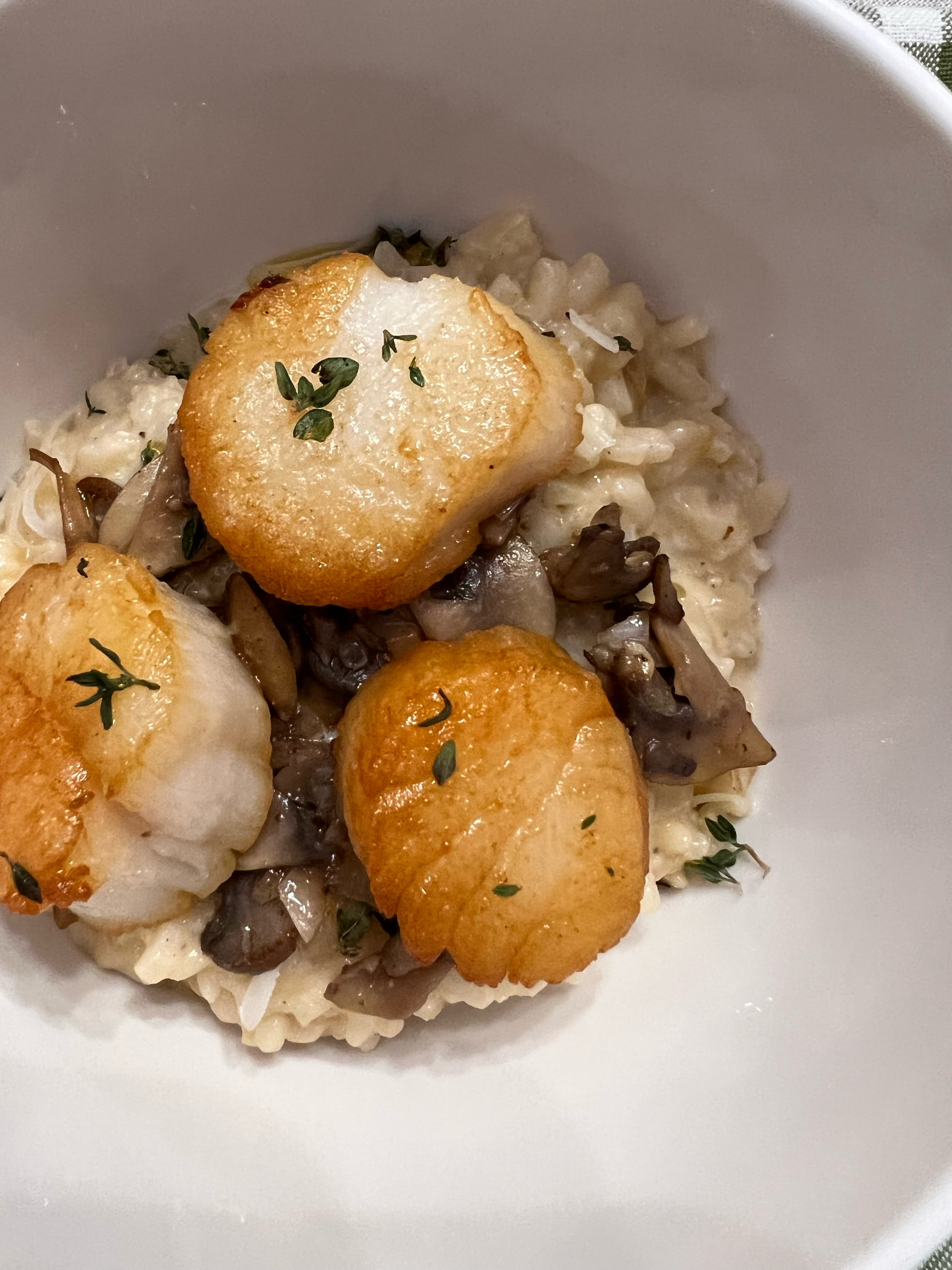 Seared Sea Scallops over Mushroom Risotto