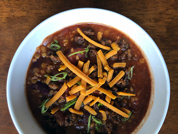 Vegetarian Slow Cooker Lentil, Bean &amp; Seitan Chorizo Chili