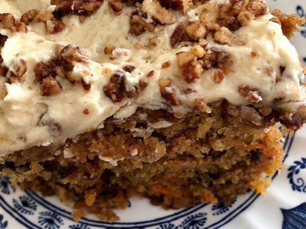 Salted Pecan Carrot Cake with Bourbon Maple Buttercream Frosting