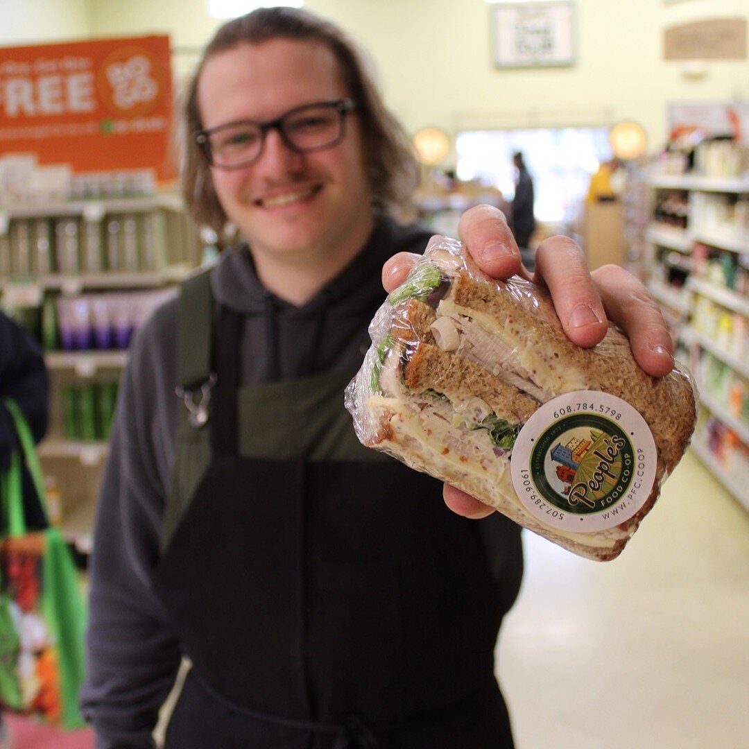 This week's staff pick comes from Andrew. Andrew's pick is the Co-op's Own Nero Sandwich. This sandwich is made fresh with Smoked Turkey, Lettuce, Tomato, Onion, Provolone, Sprouts, Mayonnaise, Seeded Mustard. Stop into either location today and pick