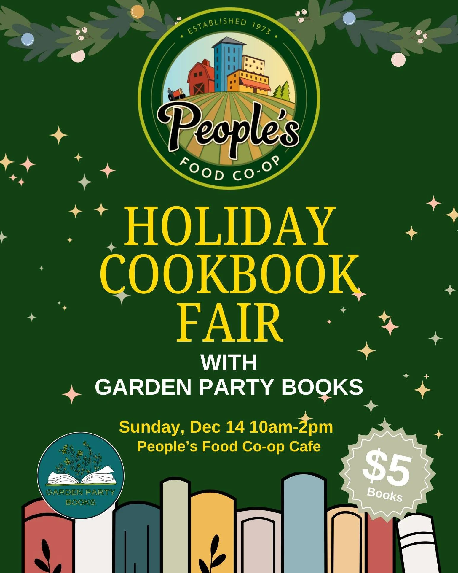 Looking for holiday cooking inspiration? 🎁🍽️
Our one-day Holiday Cookbook Fair pops up on Sunday, Dec. 14th from 10 AM to 2 PM at our Rochester location! Garden Party Books will be here with tons of cookbooks for just $5. Come browse, find favorite