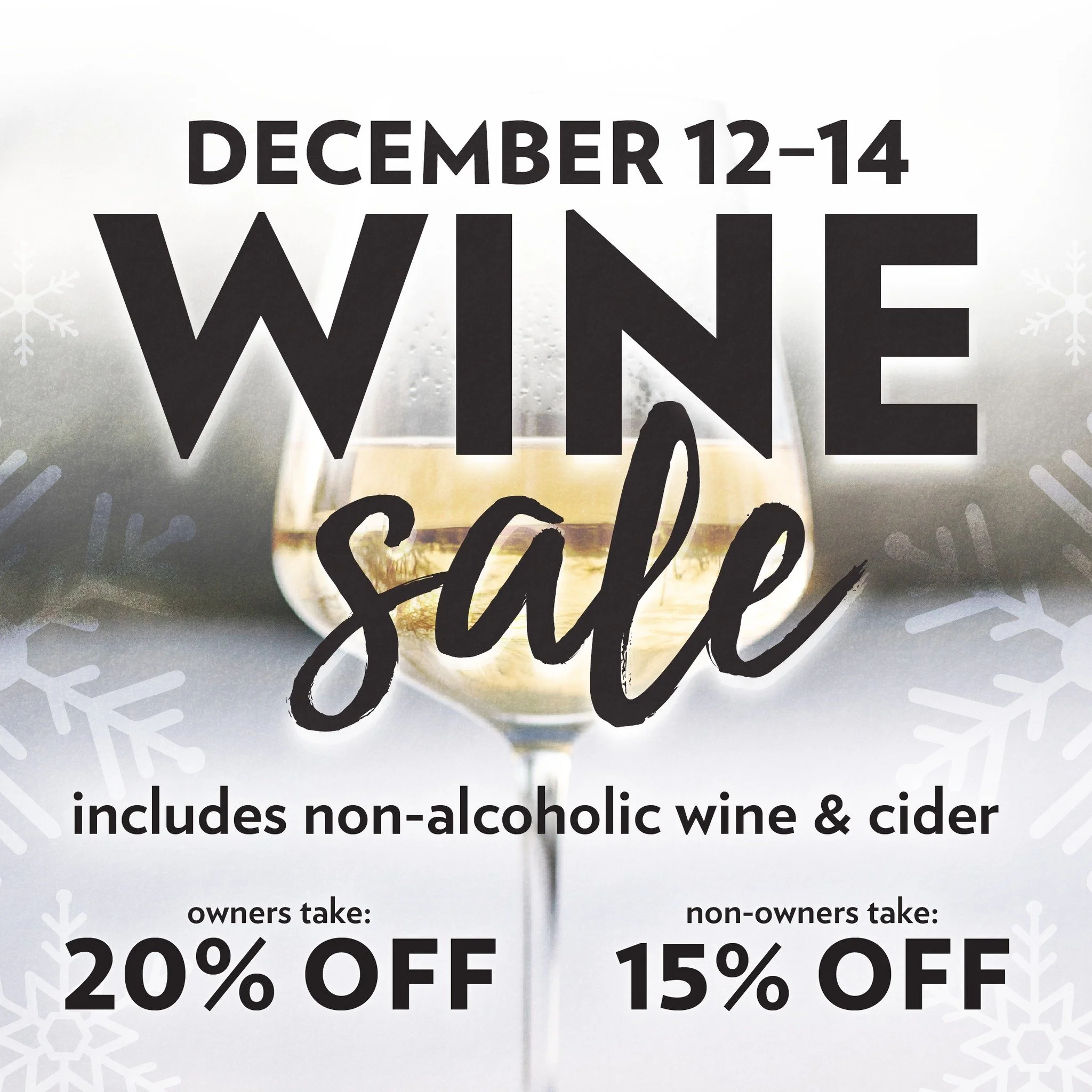 🍷✨ Holiday Wine Sale! From Dec. 12&ndash;14, Co-op Owners save 20% on all wine, cider, and N/A wine, and non-owners save 15%. It&rsquo;s the perfect time to stock up for holiday hosting, cozy nights in, festive gatherings, and last-minute gifting. F