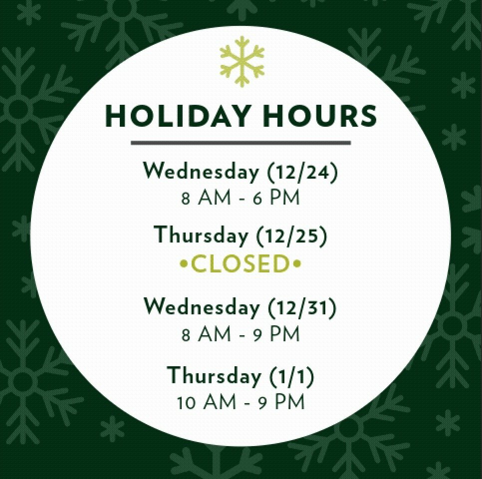 A friendly reminder that the Co-op will have adjusted hours during the Christmas and New Year&rsquo;s holidays.

We&rsquo;re grateful for our community and appreciate your understanding as our team takes time to celebrate with family and friends. Wis