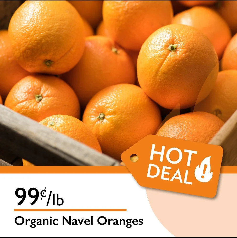 Stock up on Organic Navel Oranges &ndash; just 99&cent;! 🍊
These sweet, juicy oranges are bursting with fresh citrus flavor and are perfect for snacking, juicing, or adding to your favorite recipes. Grown organically and at their peak this season. ?