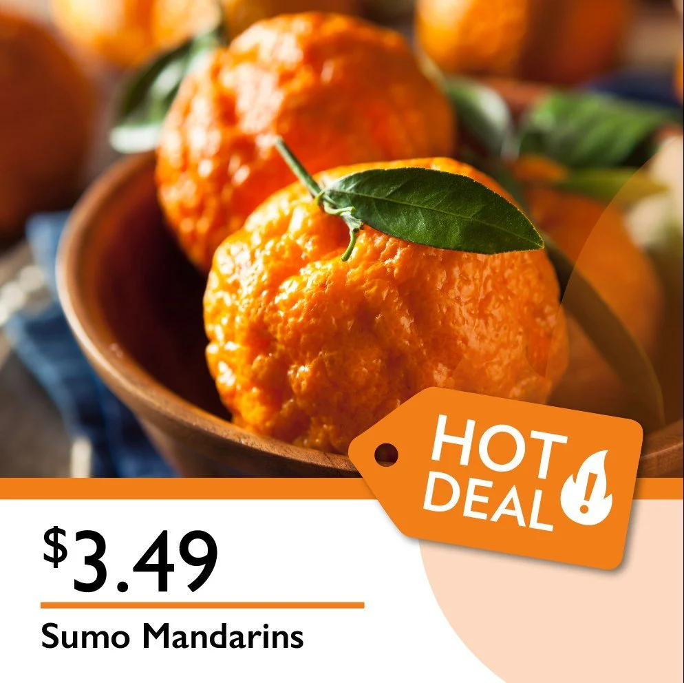 Stock up on Sumo Mandarins &ndash; just $3.49 per pound!
These extra-sweet, super-juicy mandarins are bursting with flavor and easy to peel, making them perfect for snacking, lunches, or sharing with the whole family. Sumo Mandarins are at their peak