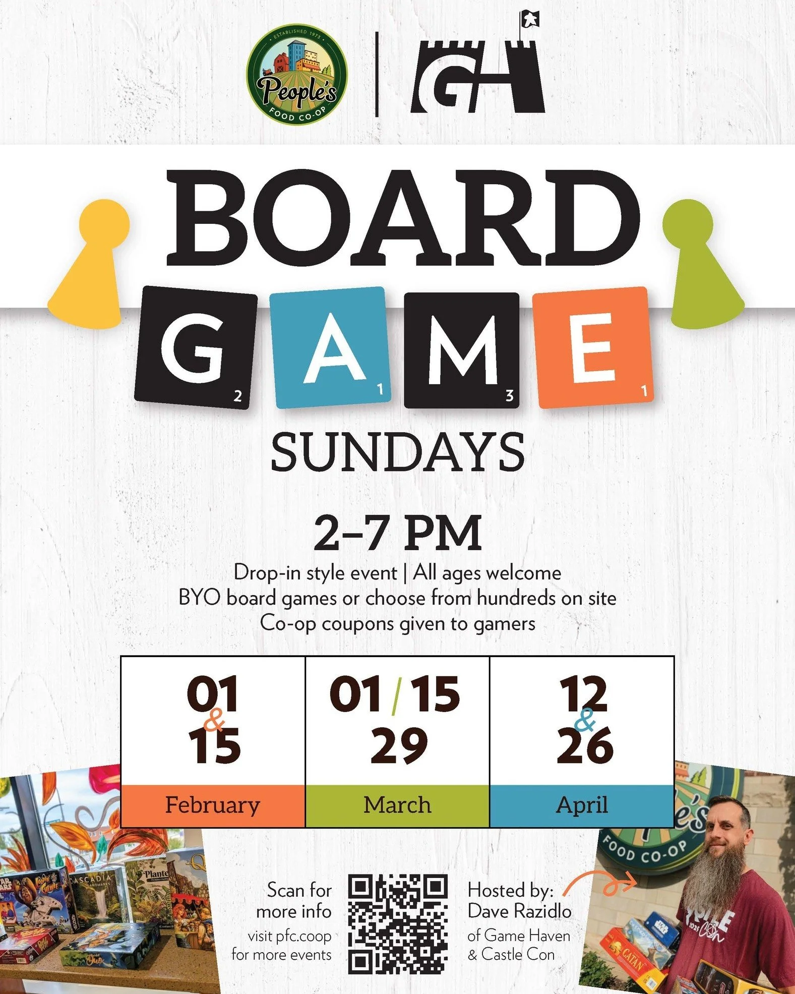 Board Game Sundays are coming back bi-weekly starting February 1st from 2:00 to 7:00 PM!  Come learn new games, revisit cherished favorites, and connect with friends, or make new ones around the table.

We&rsquo;re excited to kick off another round o