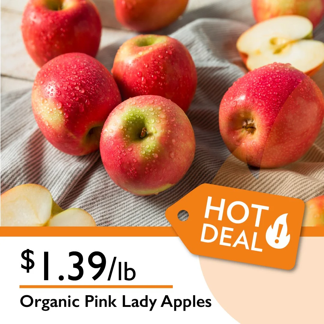 Organic Pink Lady Apples for only $1.39/lb 🍎🩷
Juicy, crunchy, and bursting with flavor ,perfect for lunches, or a fresh snack.
Grab a bag while this sweet deal lasts!
Sale ends February 17th.