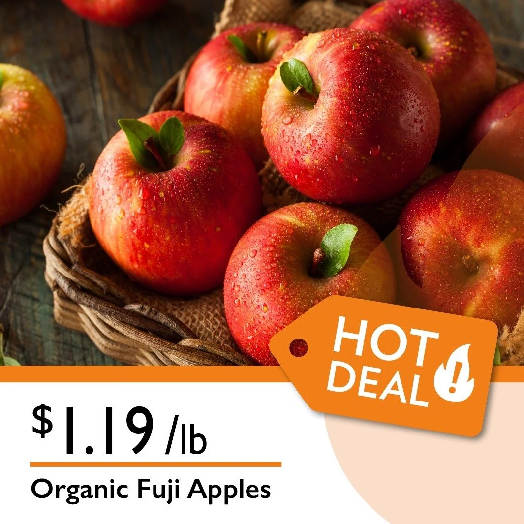 Organic Fuji Apples for only $1.19/lb ✨ 🍎
Sweet, crisp, and incredibly juicy, Fuji apples are the perfect grab-and-go snack. And now they&rsquo;re over 60% OFF,  the ideal time to stock up and save big. Don&rsquo;t miss this fresh, delicious deal!