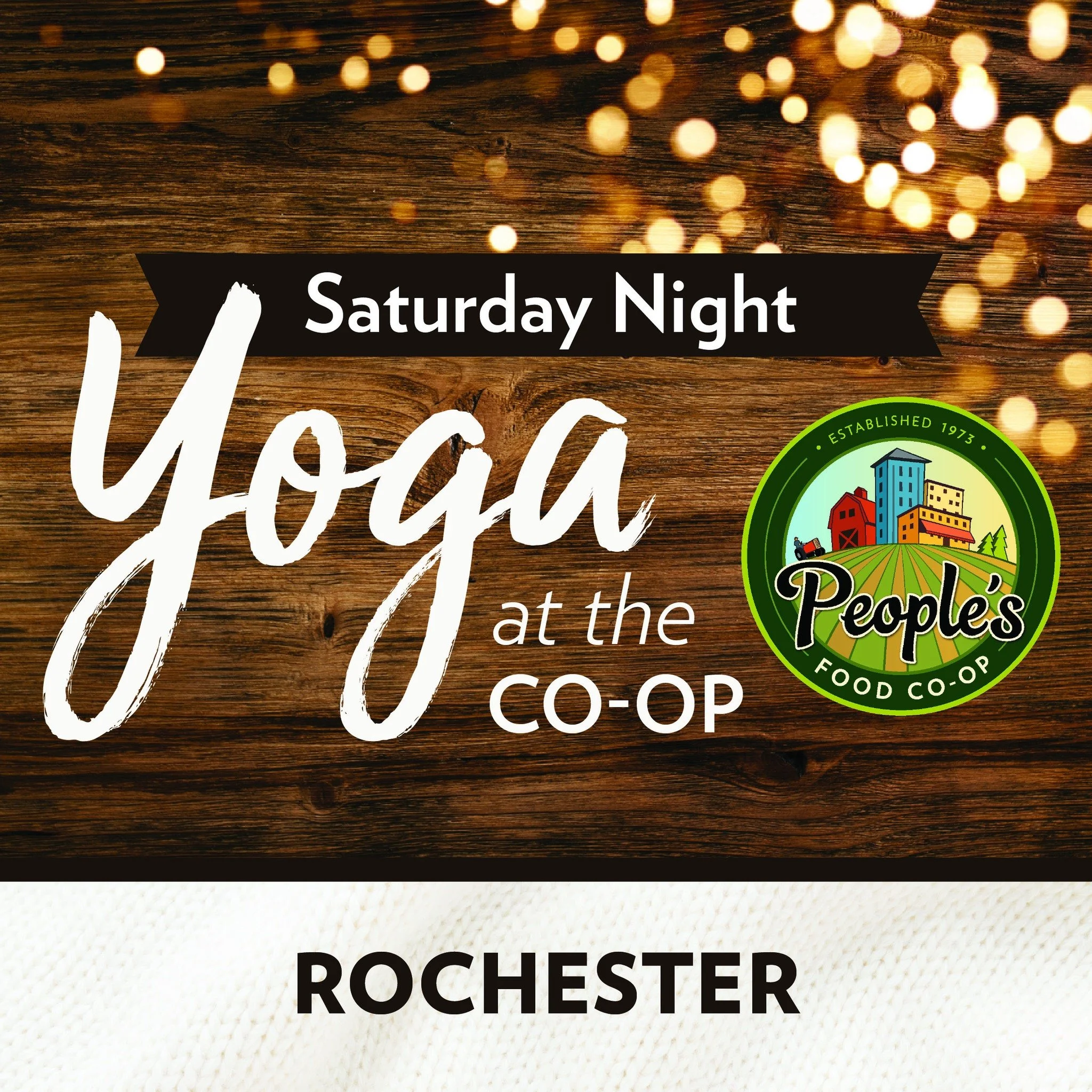 Join us for the final Saturday Night Yoga at the Co-op of the winter season on March 14 from 7&ndash;8 PM at People&rsquo;s Food Co-op in Rochester.

Yogi, Emma Smith will guide an energizing flow desisgned for all ability levels, whether you&rsquo;r