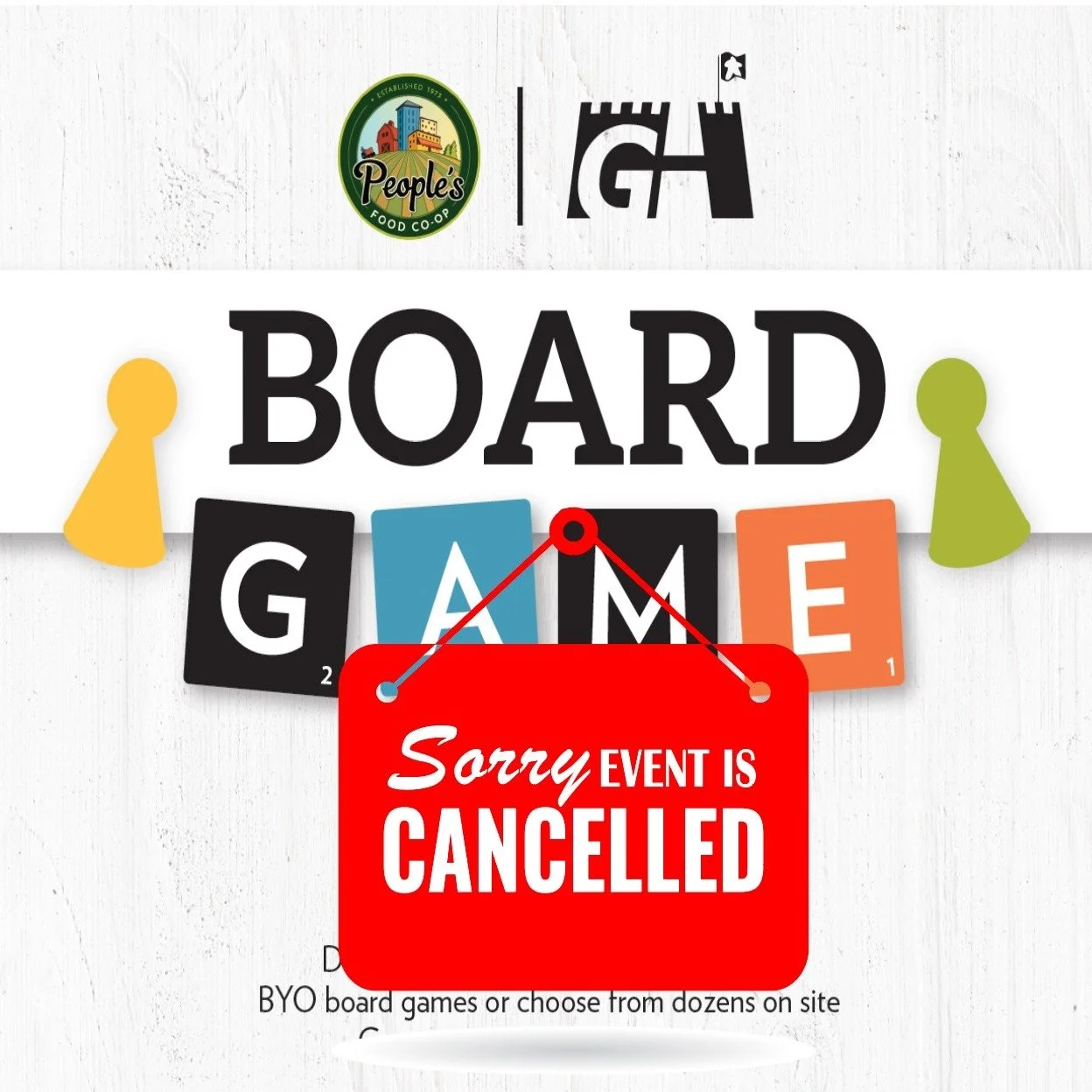 Weather&rsquo;s keeping us inside today, so Board Game Sunday at the Co-op is unfortunately cancelled. ❄️
We&rsquo;ll miss seeing you, but don&rsquo;t worry, our next game day is coming up on March 29! Mark your calendars and get ready for some fun. 