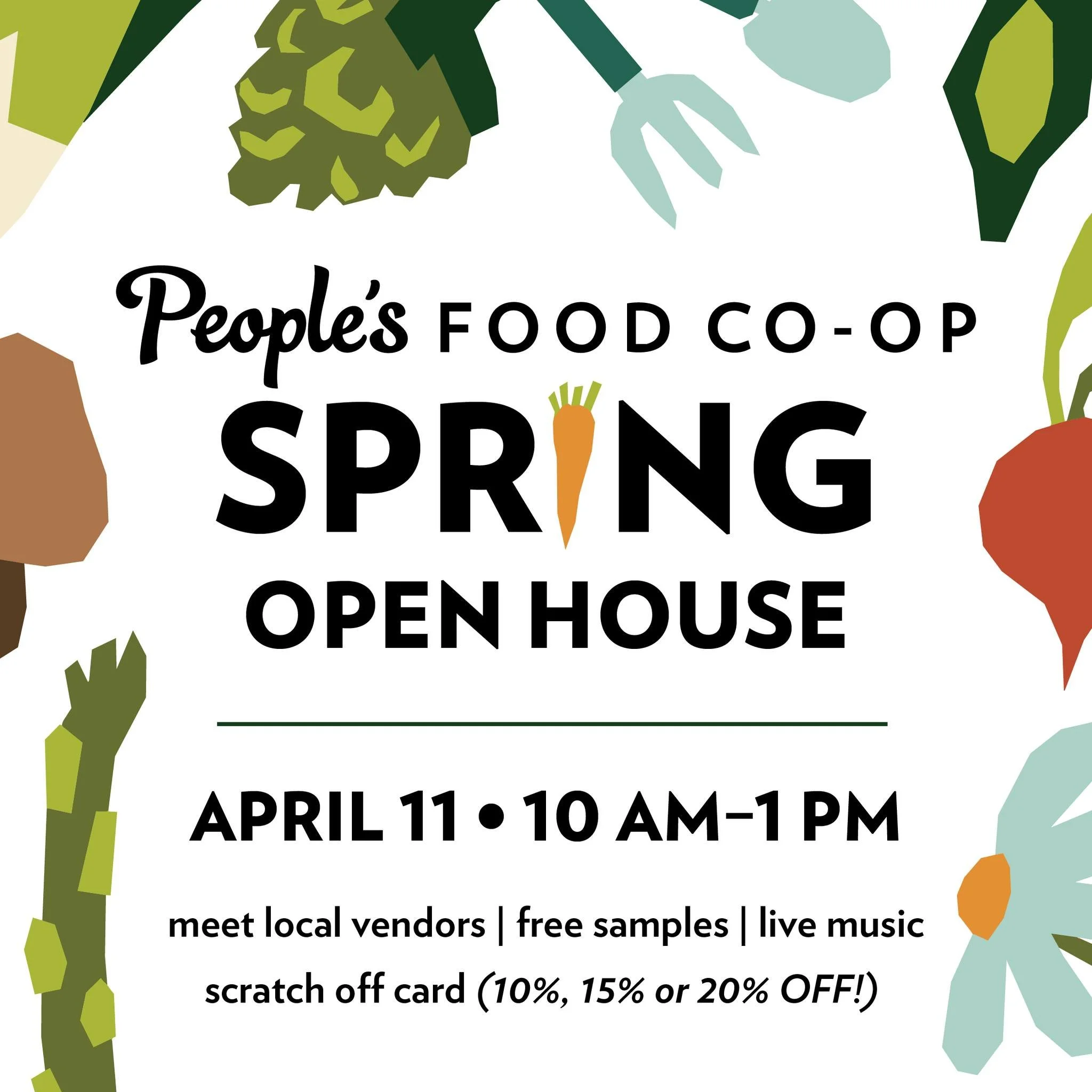 Spring plans? We&rsquo;ve got you 🌸

Join us Saturday, April 11 from 10&ndash;1 at both locations for our Spring Open House! Wander the Co-op, meet amazing local vendors, and sample some of your favorite goodies.

La Crosse shoppers, don&rsquo;t mis