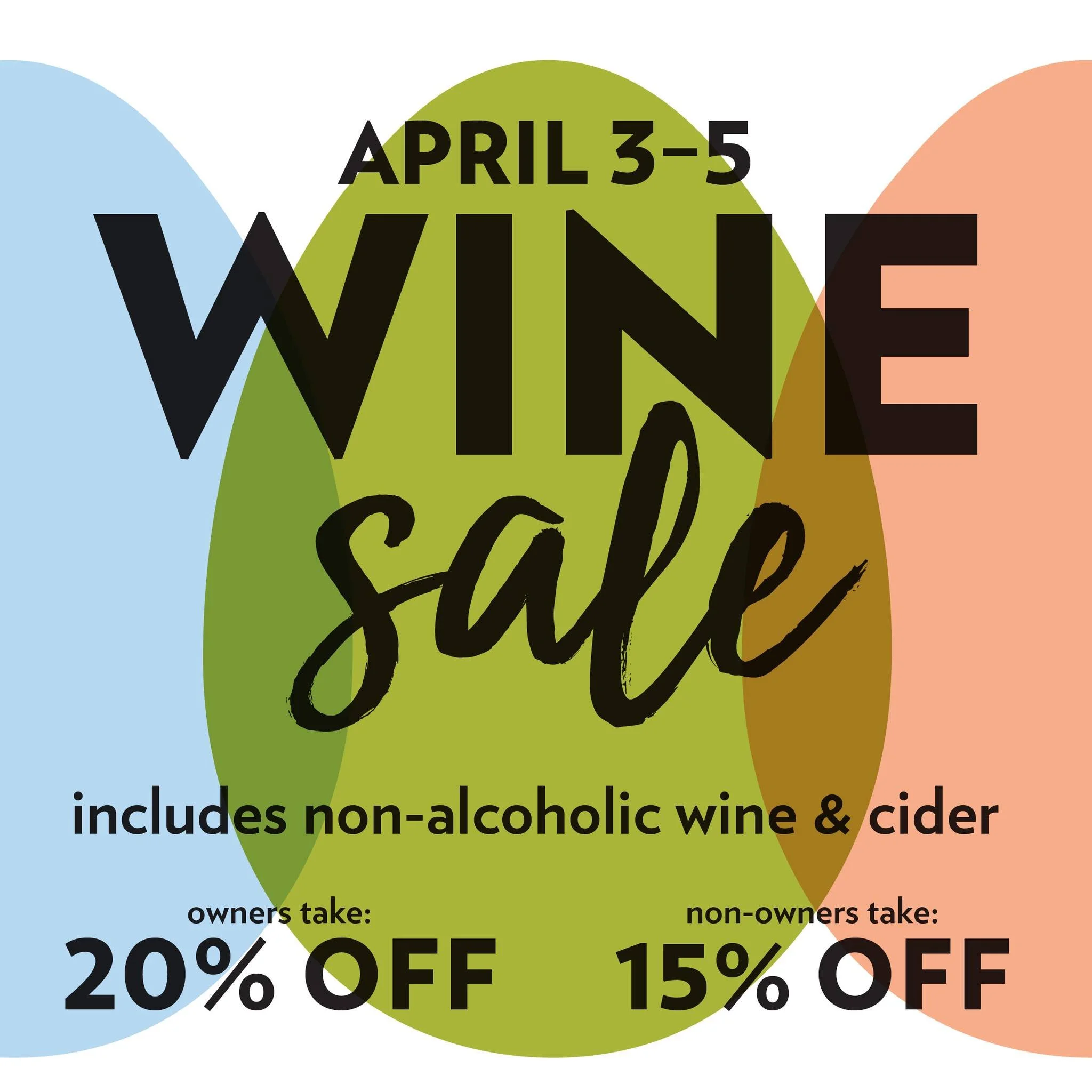Looking for a new bottle? 🍷
April 3&ndash;5, take 20% off all wine, ciders, and non-alcoholic options for Co-op owners and 15% off for non-owners.

Whether you're trying something new or grabbing a favorite, it&rsquo;s a great weekend to stock up an