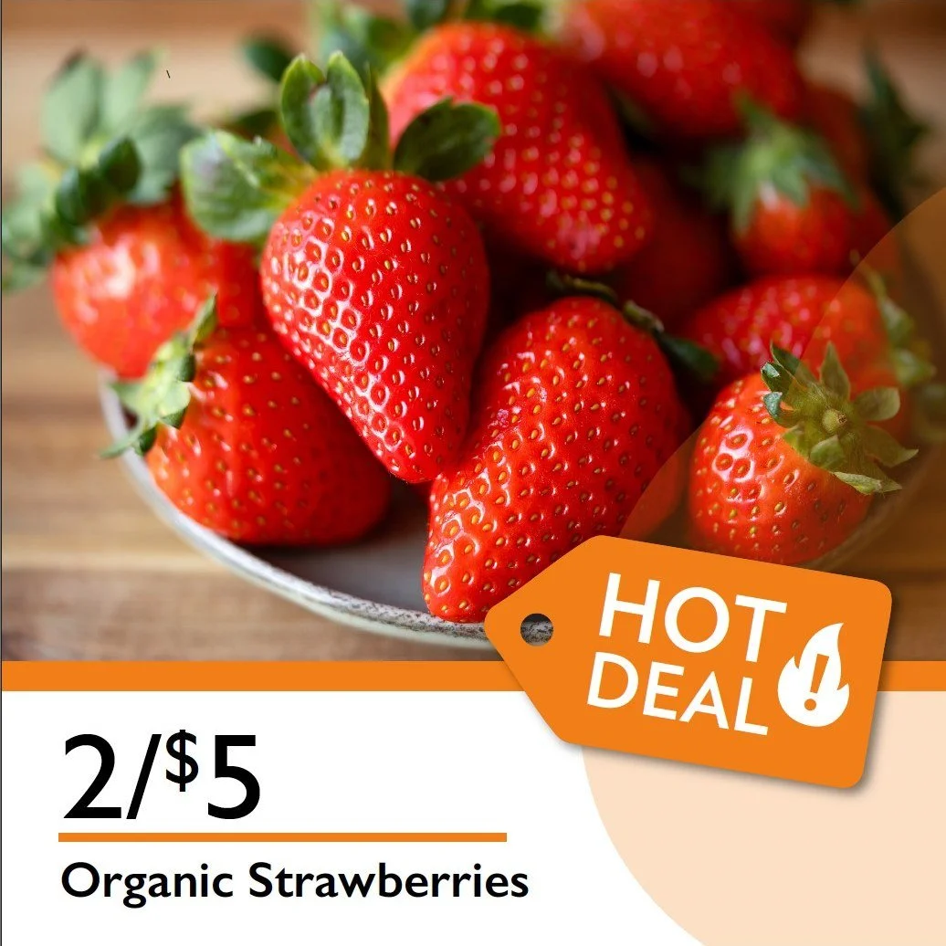 Organic strawberries just 2/$5🍓✨
Sweet, juicy, and packed with  flavor. Great for snacking, blending into smoothies, or adding to your favorite desserts. They&rsquo;re fresh, delicious, and won&rsquo;t last long, grab some while you can!