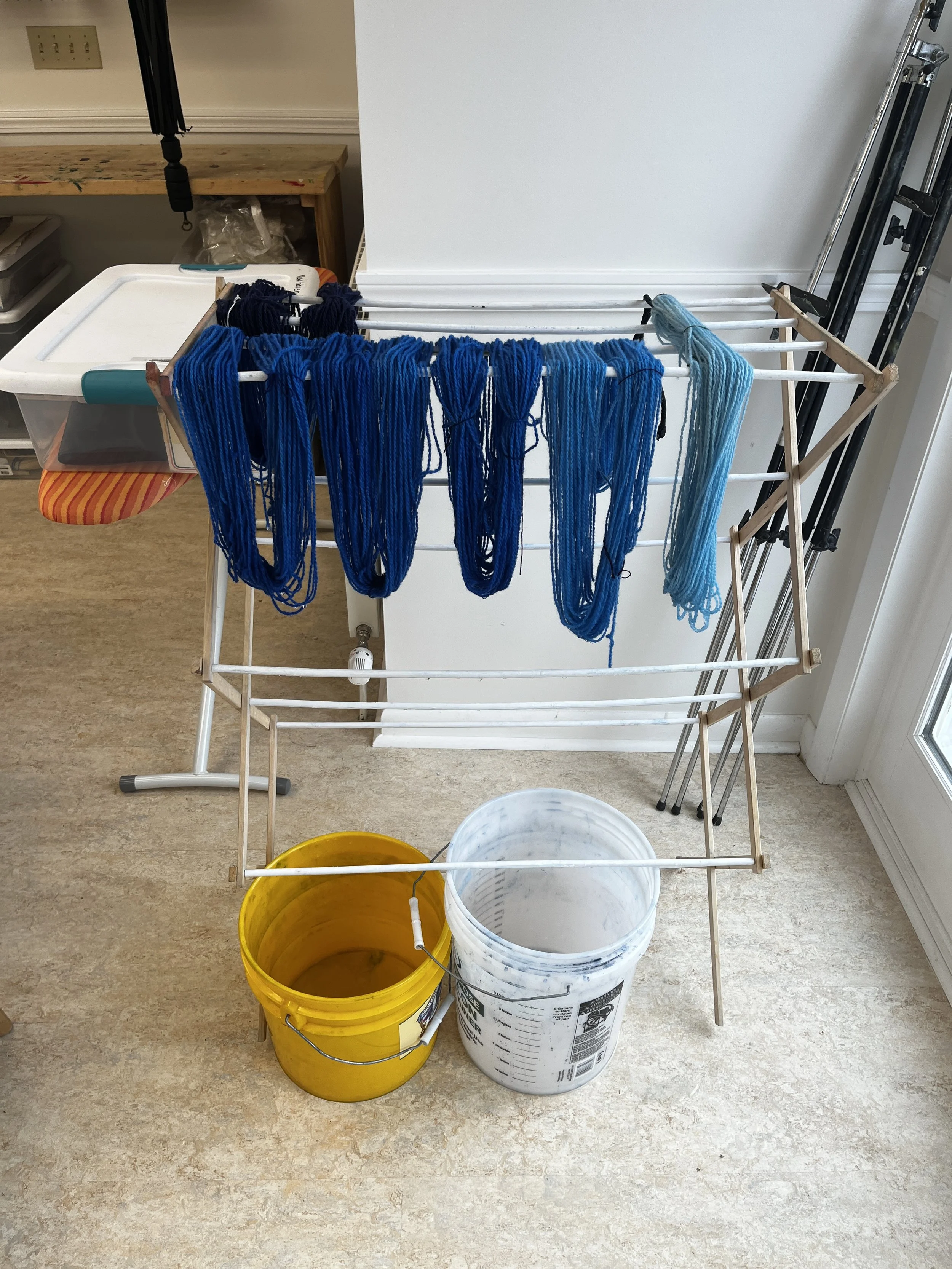 Yarn drying after the dyeing process.