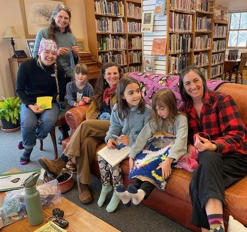 Community knitters at the Lincoln Library.