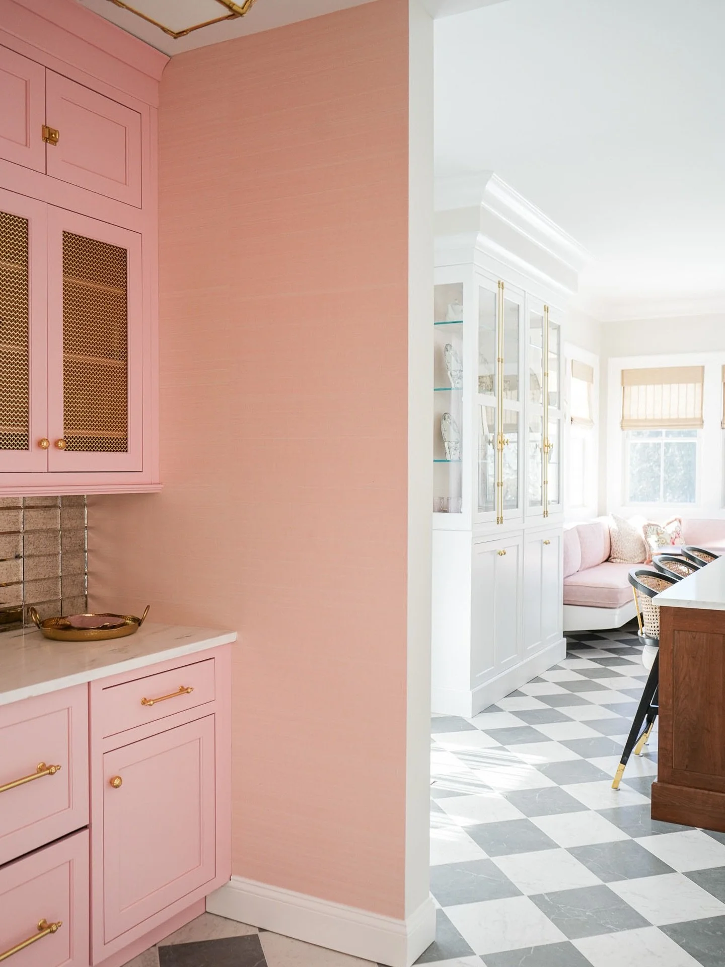 Soft light pink cabinetry coming to life- just in time for cherry blossom season! Stay tuned for the full project reveal, this kitchen really bloomed into something special 🌸