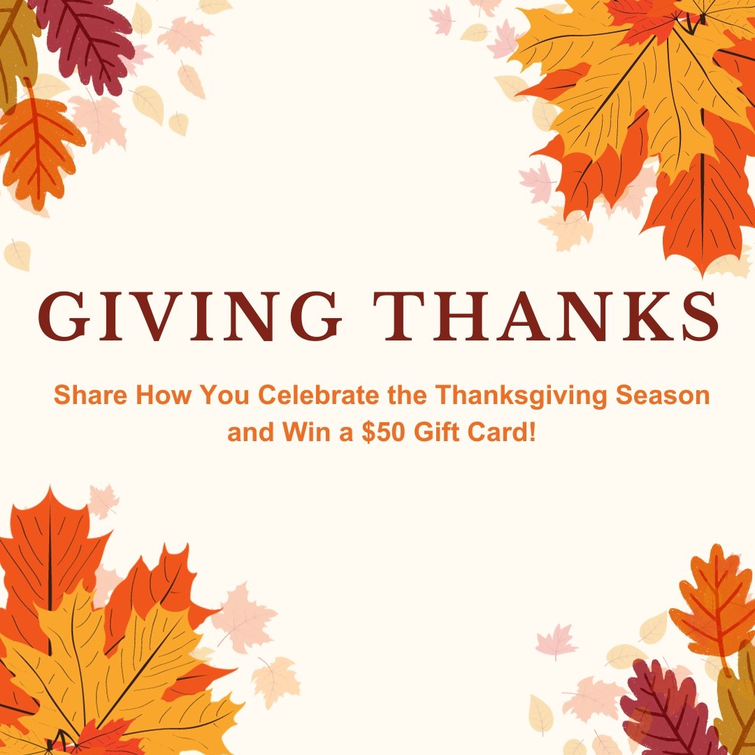 Don't forget to share what you're thankful for and get a chance to win a $50 gift card! 🎉 To enter, share a photo and a short explanation to marketing@murfam.com no later than Tuesday, November 26th. Open to MFV employees only.
