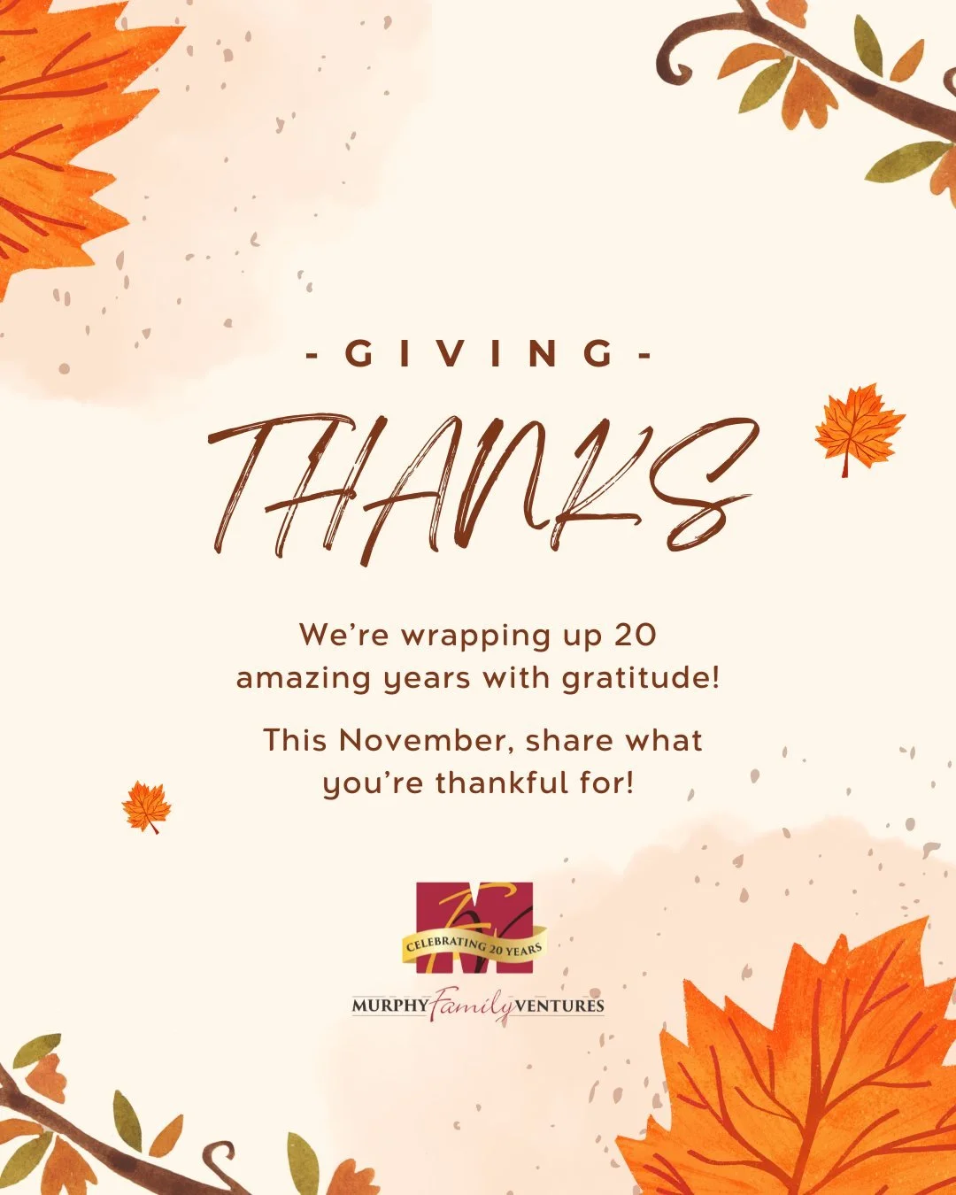 As we wrap up our 20th anniversary year, we&rsquo;re taking a moment to reflect on what truly matters &mdash; our people and the moments that make MFV so special. 

This November, we&rsquo;re celebrating gratitude! We&rsquo;re inviting our employees 