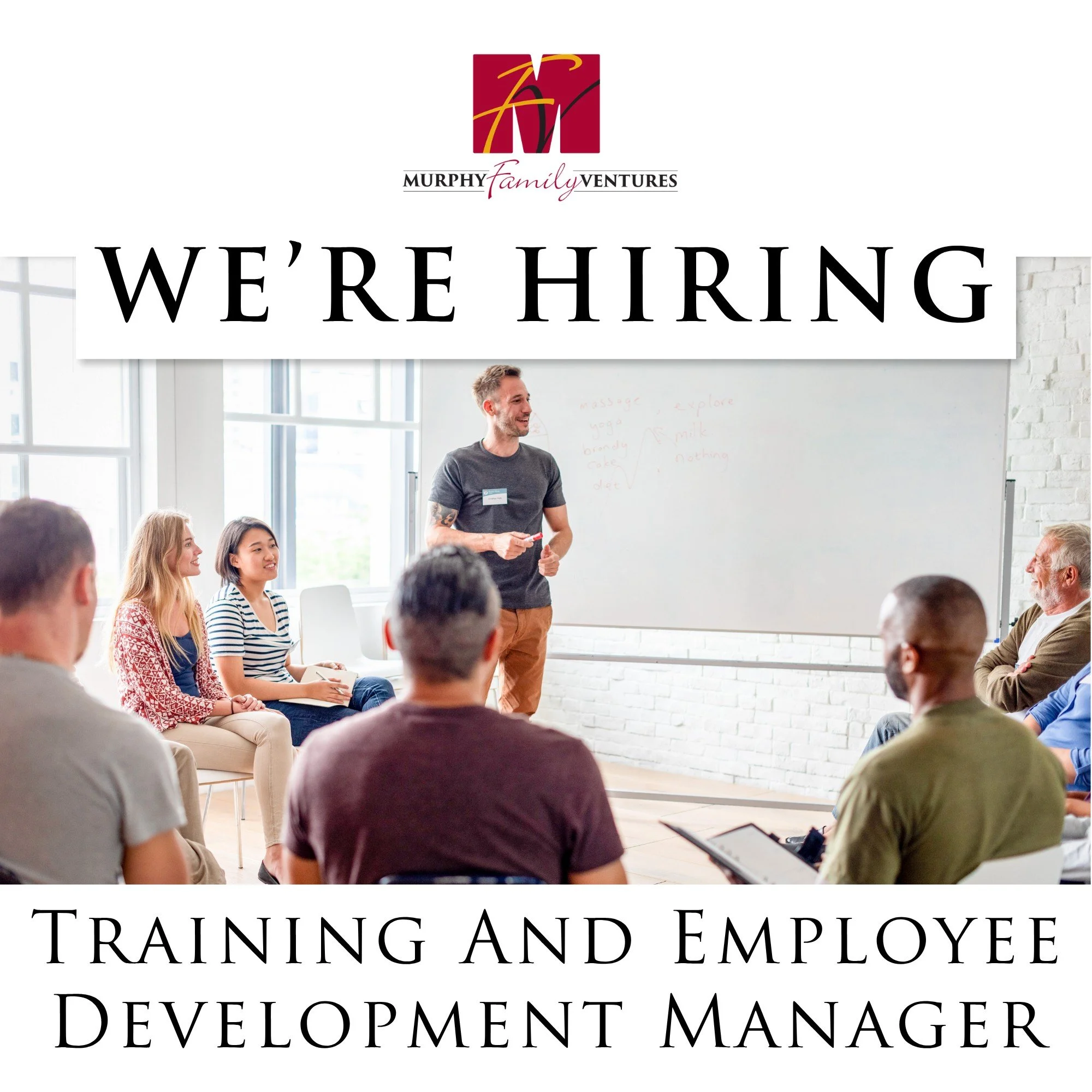 Now Hiring: Training and Employee Development Manager

Murphy Family Ventures is seeking a Training and Employee Development Manager to lead employee development and technical training initiatives within our Animal Production Department.

What we&rsq
