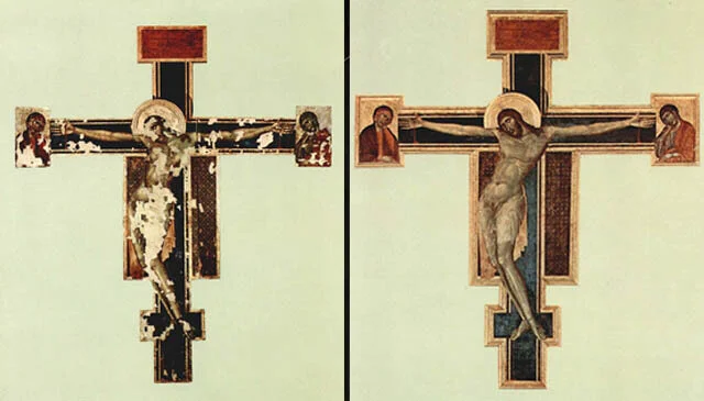 Cimabue’s Crucifix (voor en na/ before and after) Santa Croce