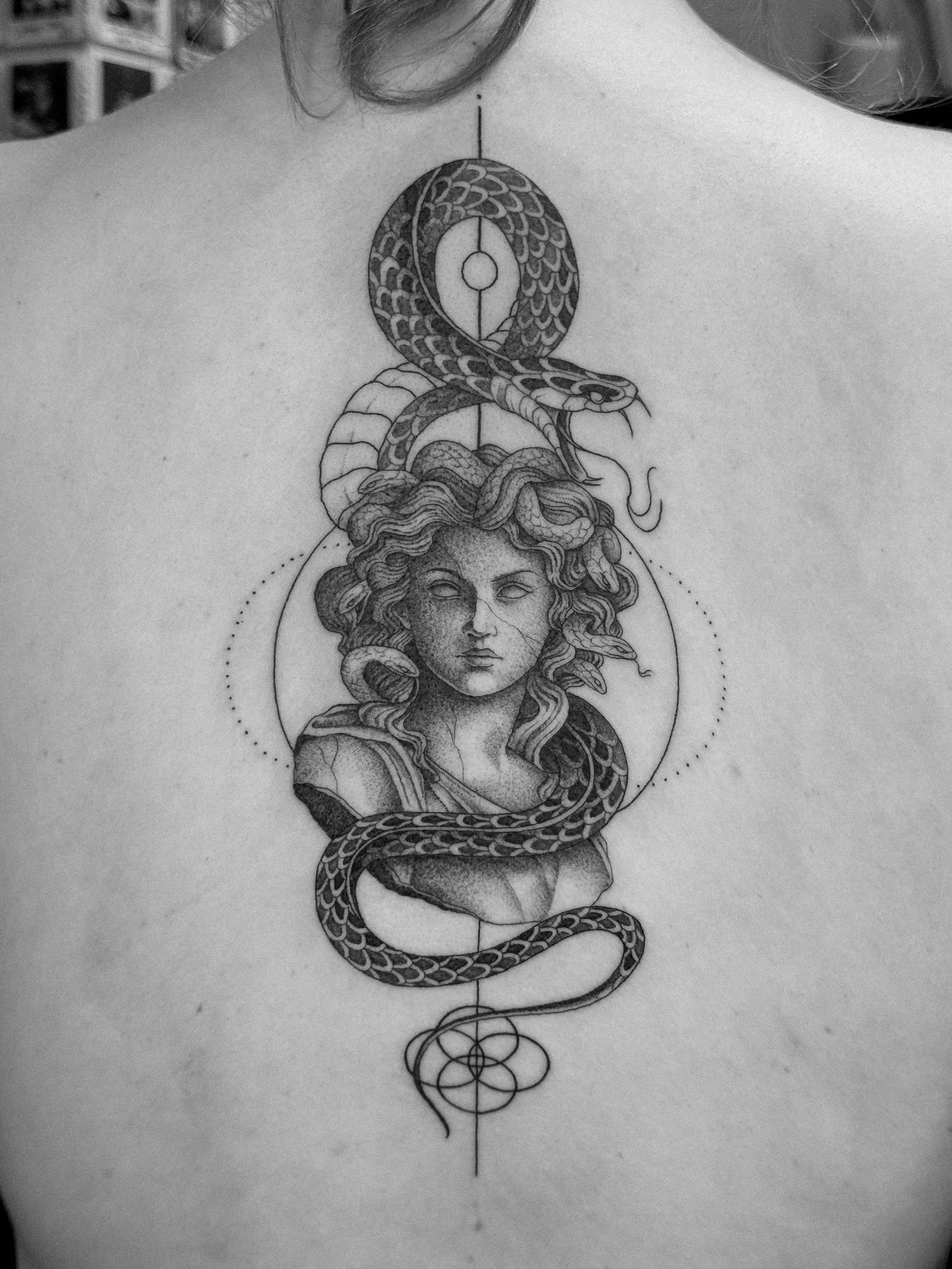Medusa for Jade 🐍 
&bull;
&bull;
&bull;
&bull;
&bull;
#tattoo #tattoos #finelinetattoo #medusa #tattooing #tattooist #tattooideas #snaketattoo #snake #leamingtonspa #loveleam