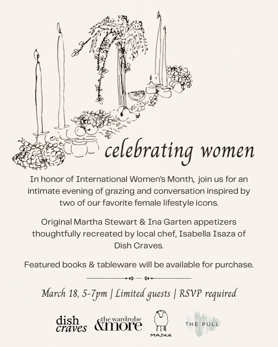 We&rsquo;re havin&rsquo; a party!

In honor of international women&rsquo;s month, join us for an evening inspired by the OG&rsquo;s, including locally talented women, for women!

Menu (re)creation by @dish_craves, table linens by @majka_linens, table