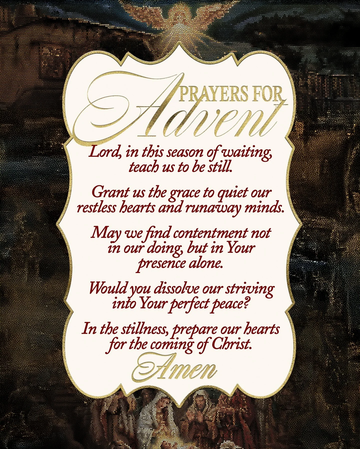 Advent is a season of anticipation and expectation as we prepare our hearts to celebrate the birth of Christ and long for His return. 

Through Advent, we reenact the waiting of God&rsquo;s people for the long-expected Savior, and we learn to anticip
