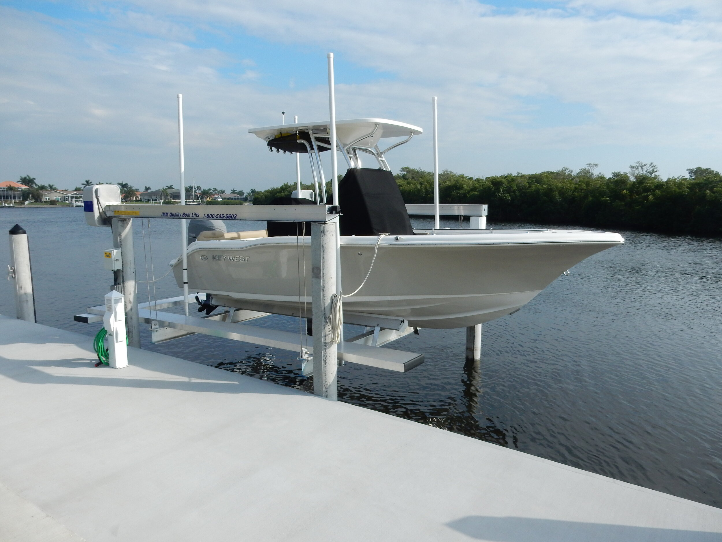 Picteresque view with an even better looking Boat Lift and Dock!