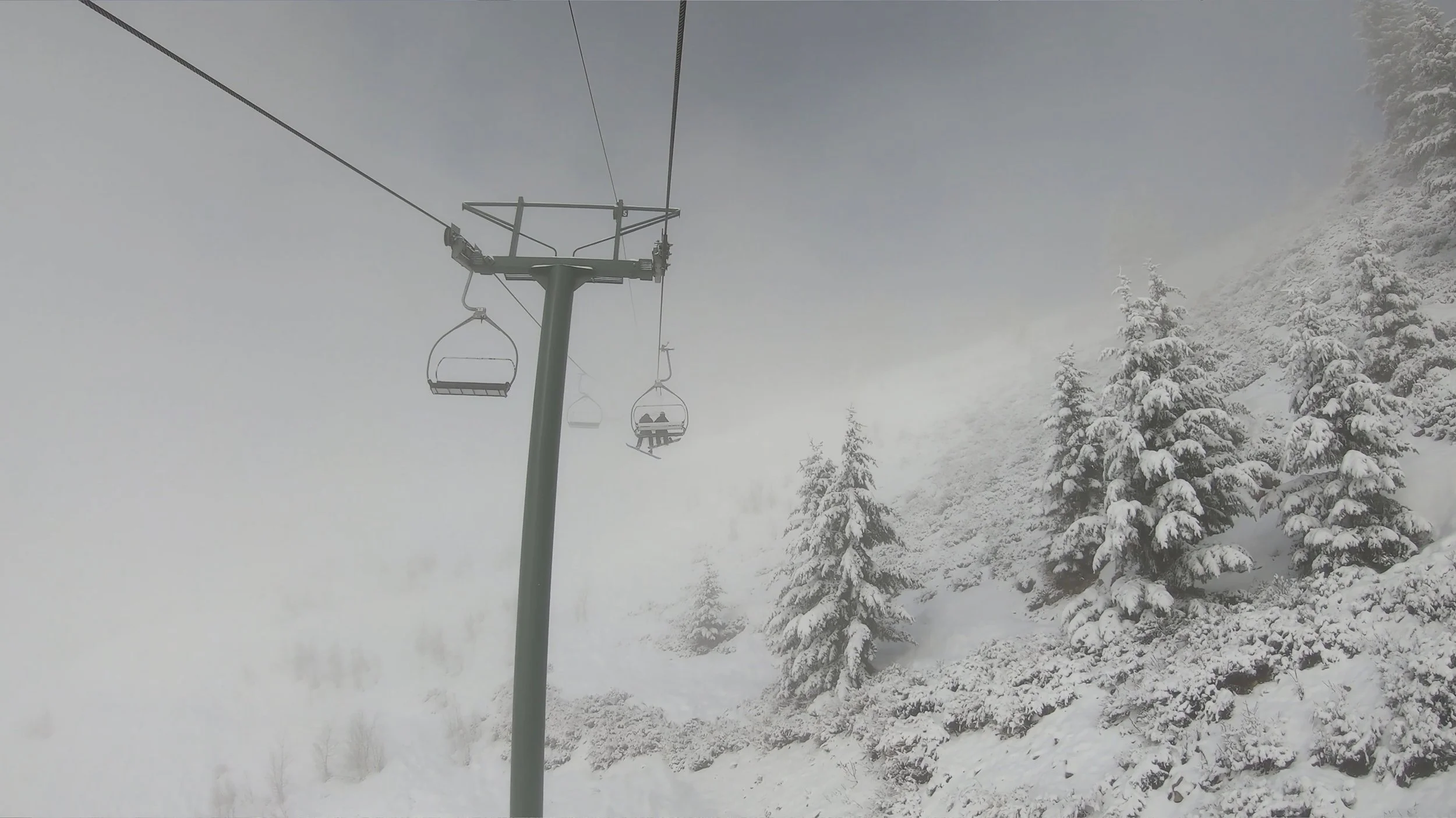 The Sun Valley Christmas chairlift with Yan teardrop chairs.