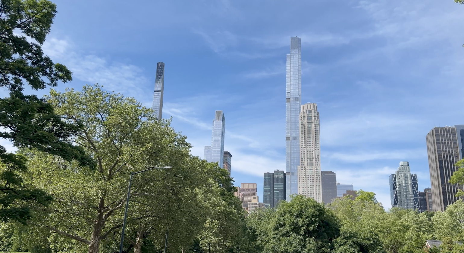 New York City skyline from Central Park on a sunny day