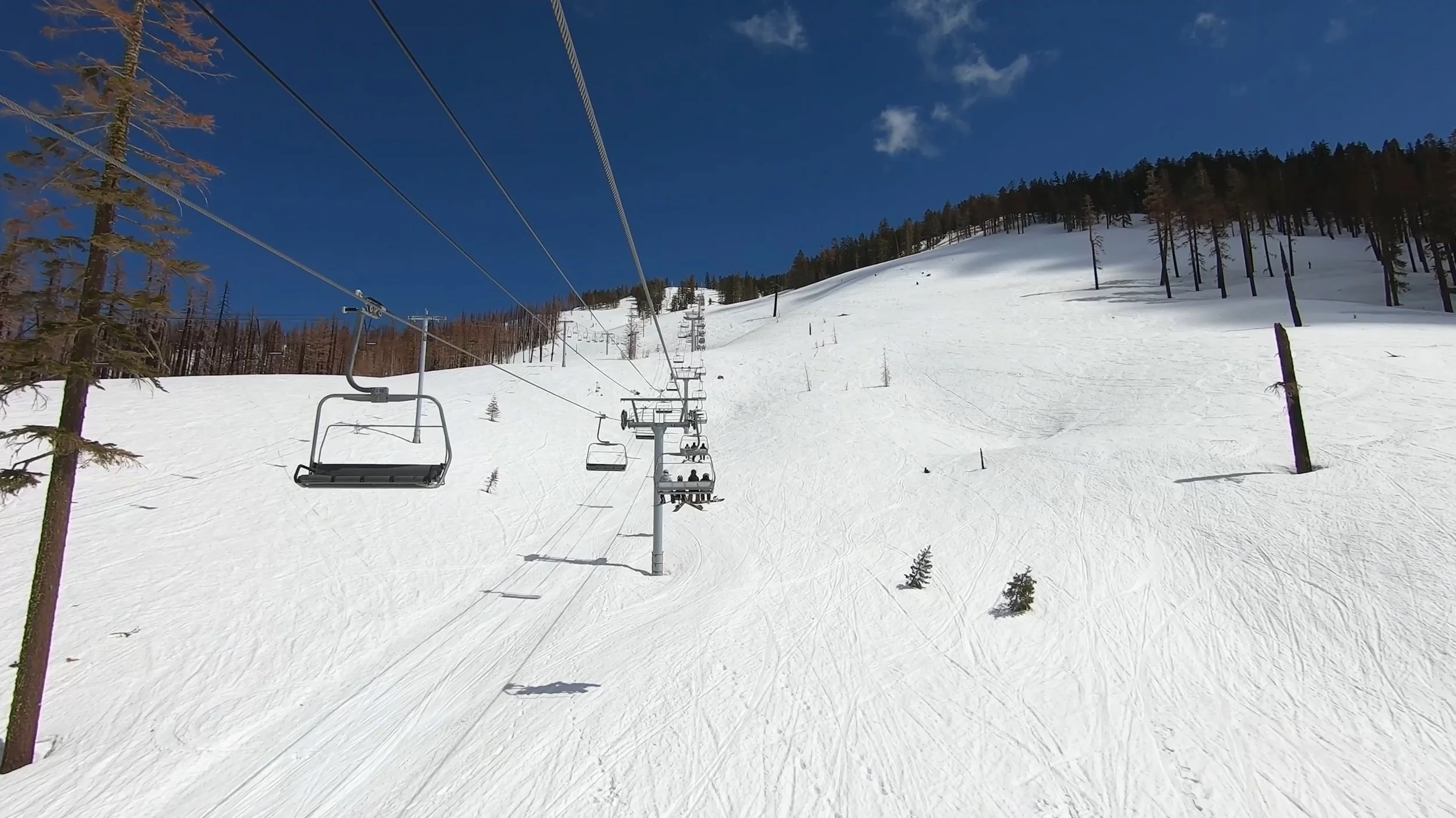 A ride up a lift at Sierra-at-Tahoe ski resort.