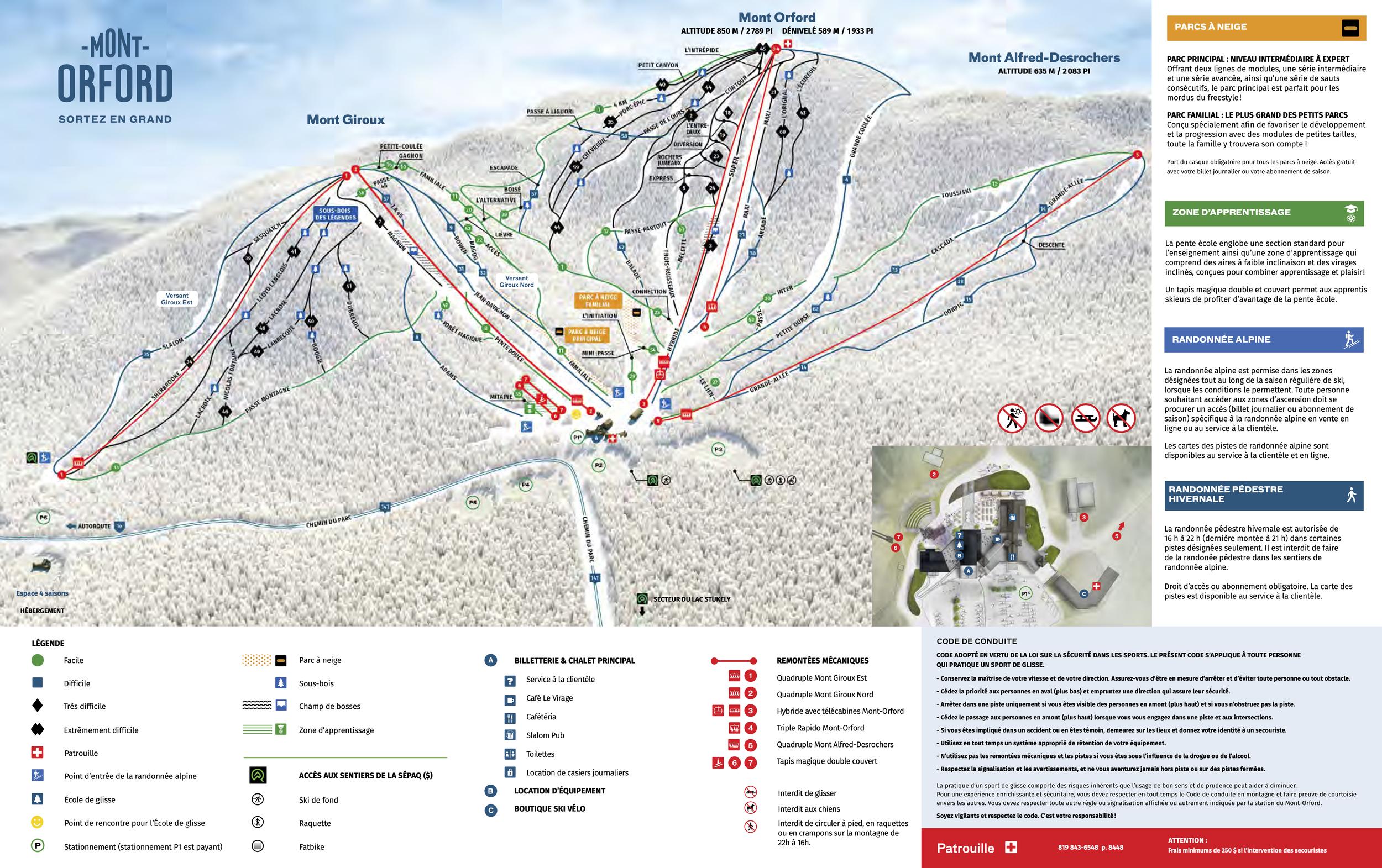Trail map of Mont Orford Ski resort, Quebec