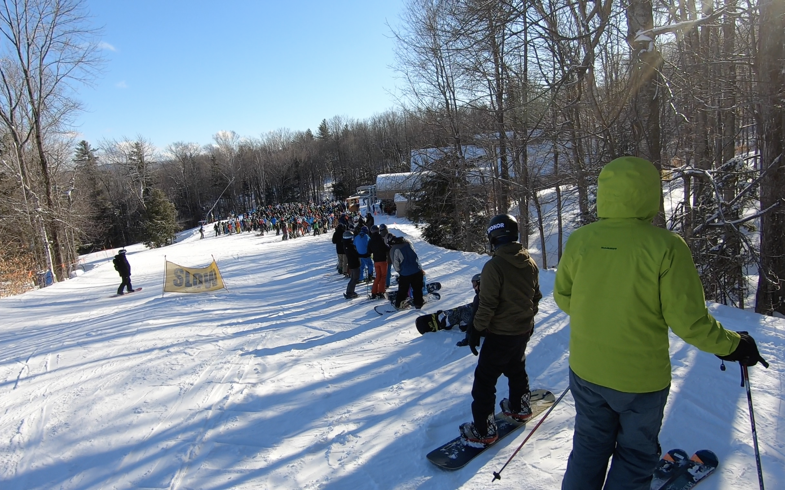 A long lift line at Okemo ski resort.