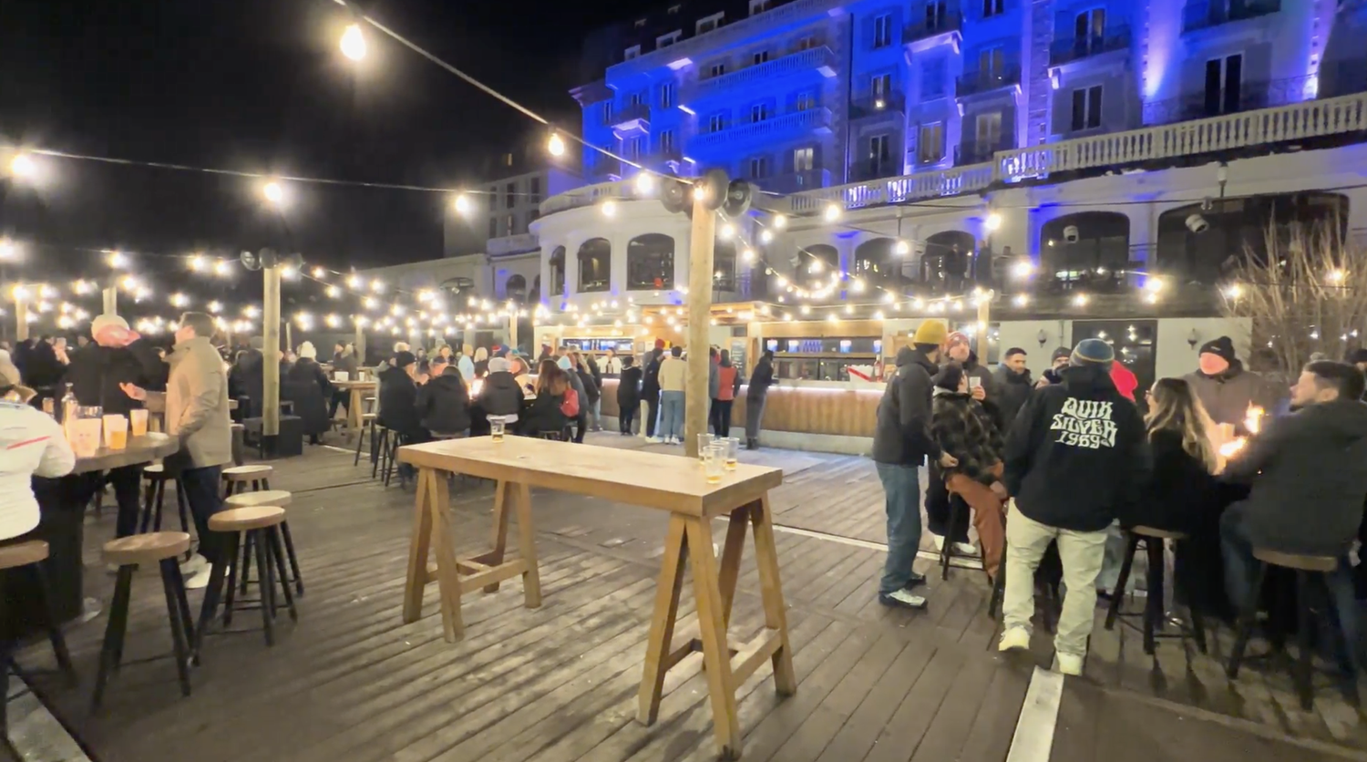 Evening après-ski terrace in Chamonix