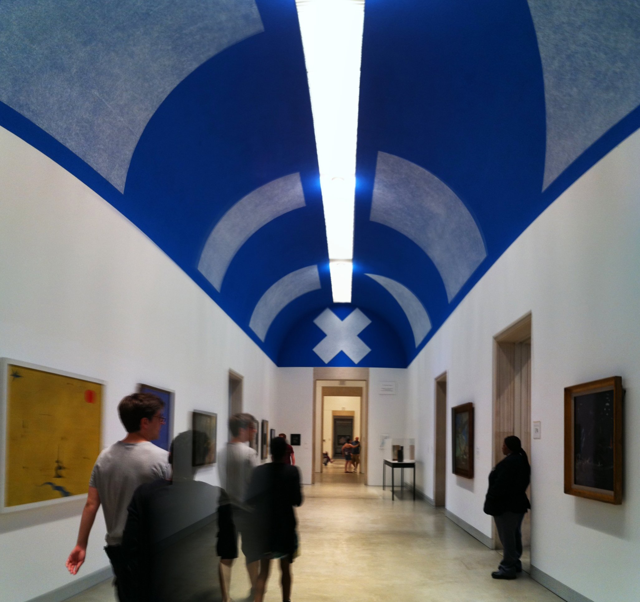 On a Blue Ceiling, Eight Geometric Figures: Circle, Trapezoid, Parallelogram, Rectangle, Square, Triangle, Right Triangle, X (Wall Drawing No. 351