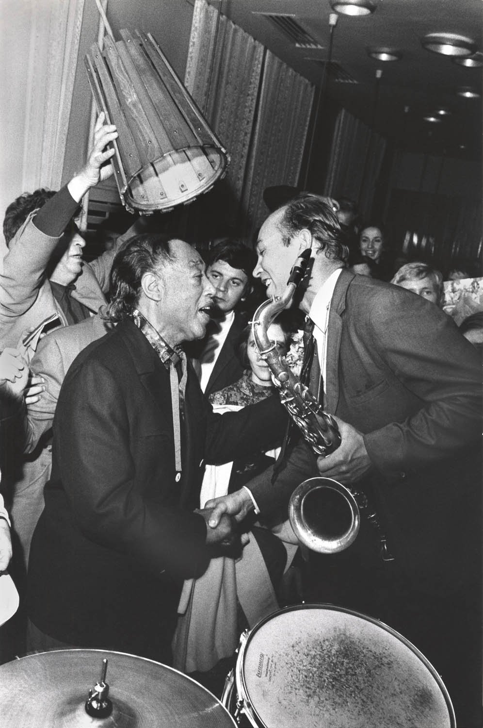 Duke Ellington meets local jazz musicians. Soviet Union, 1971 Courtesy of the Duke Ellington Collection, Archives Center, National Museum of American History, Smithsonian Institution.