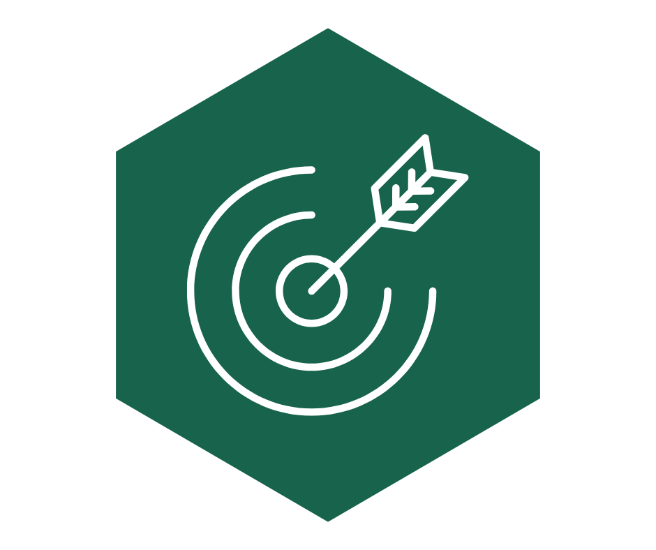Target icon with an arrow, symbolizing Kalm-TX’s easy-to-administer, pen-specific treatment method.