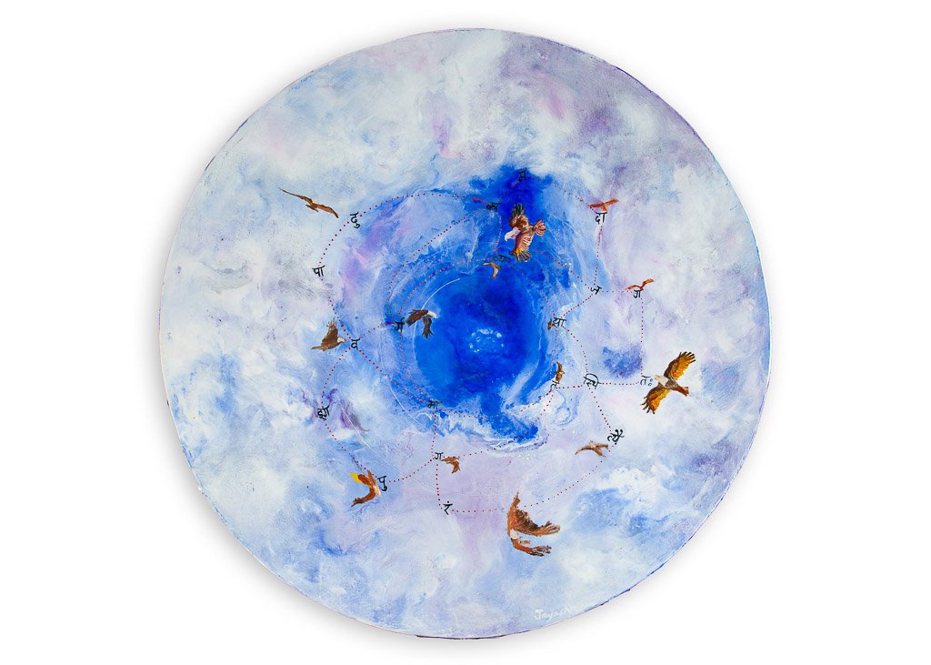 Soaring Song
20" Diameter Oil and Cold Wax on Wood