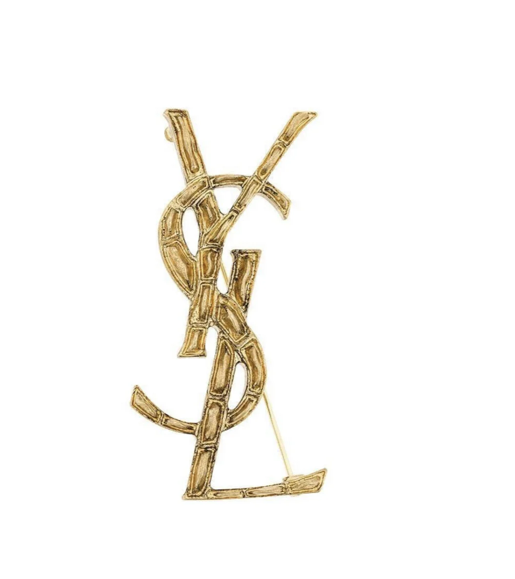 SAINT LAURENT Monogram Crocodile-Effectt Brooch- £310