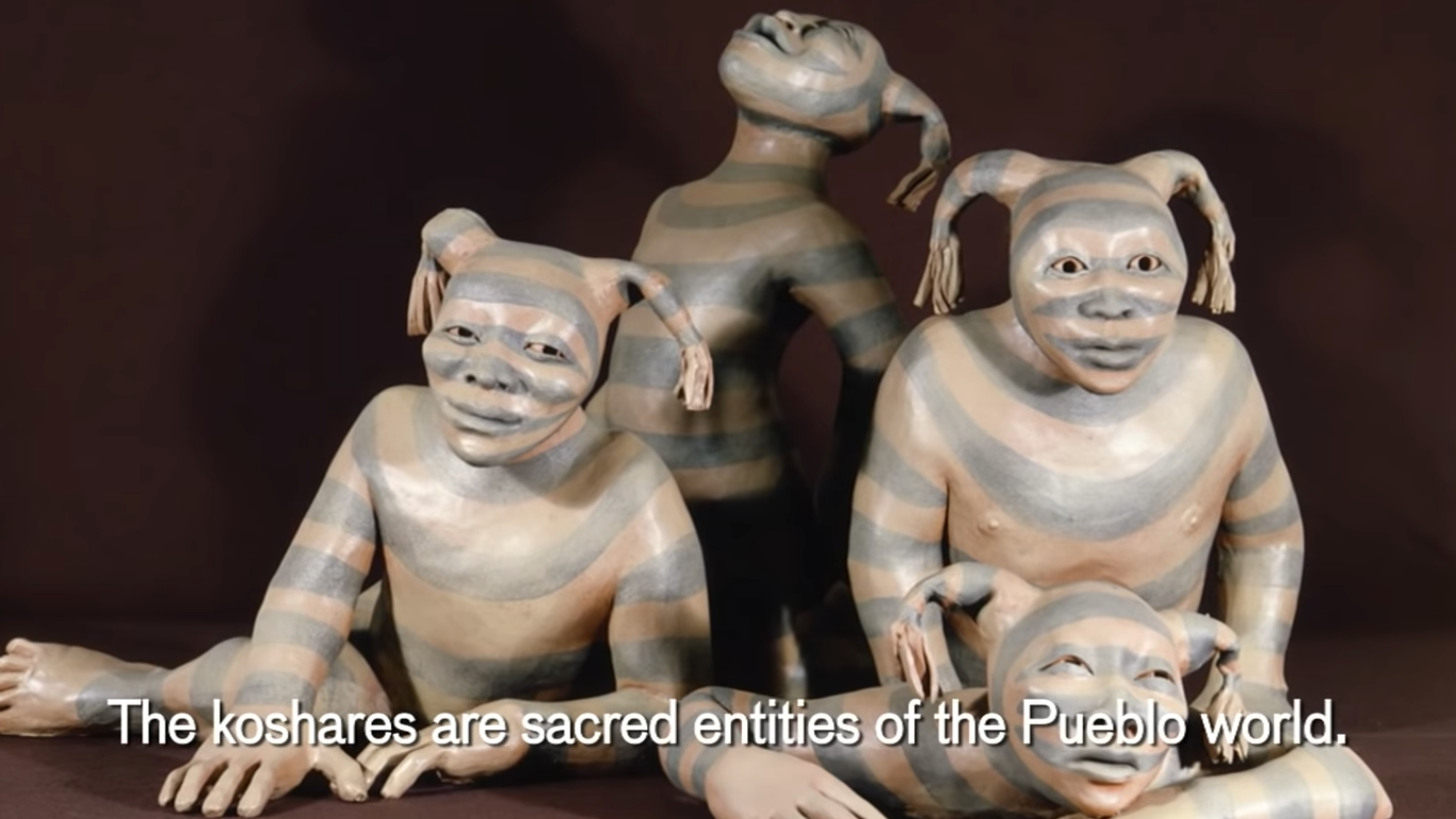 Figure 6 - Screenshot of Pueblo Clowns from 'Shapeshifting [Knowing] - Roxanne Swentzell's Emergence of the Clowns'