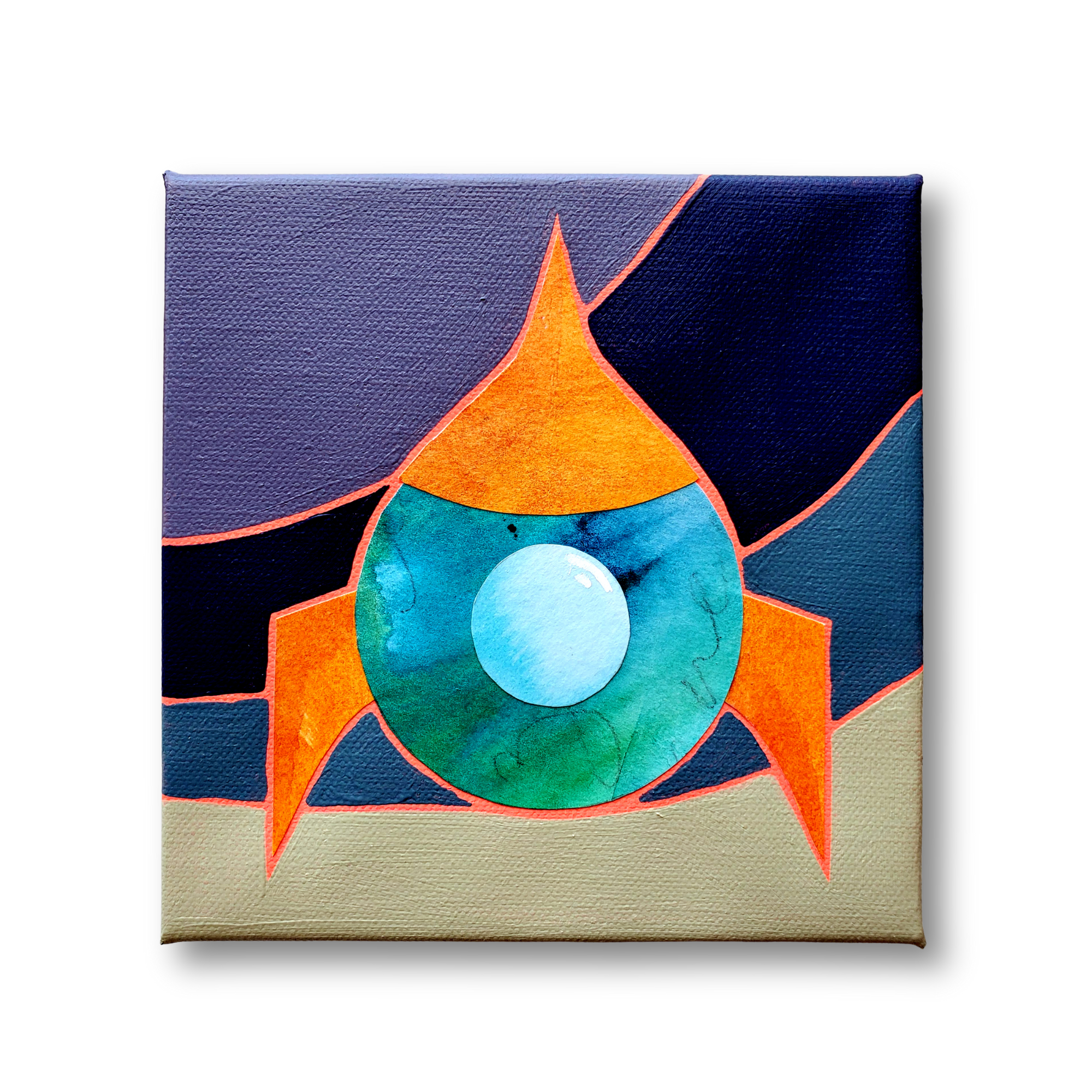Space Pod Teal - 6x6" Original Art
