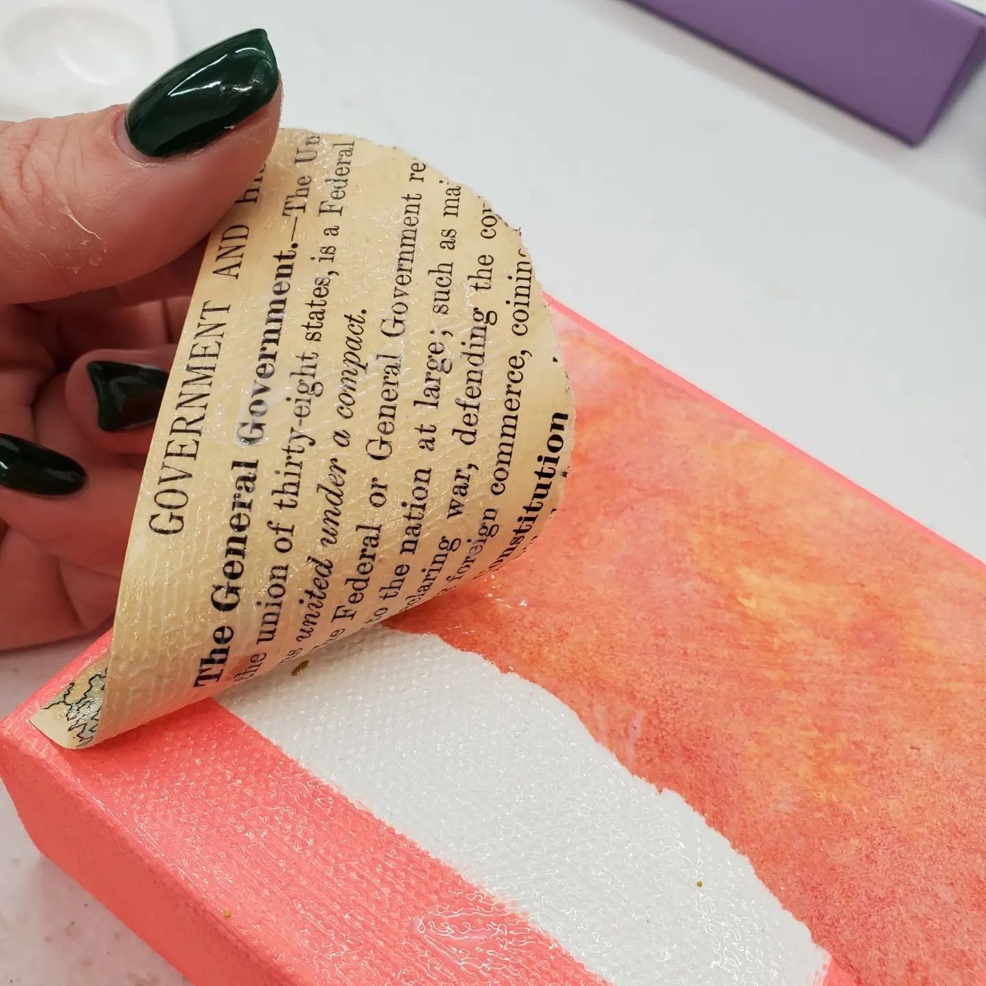 Wait... HOW OLD is this paper I'm turning into art!?⁠
⁠
I learn a lot of interesting things while gluing bits of found paper ephemera into my Scrapscapes collection.  This page is from a Geography textbook published over 150 years ago!