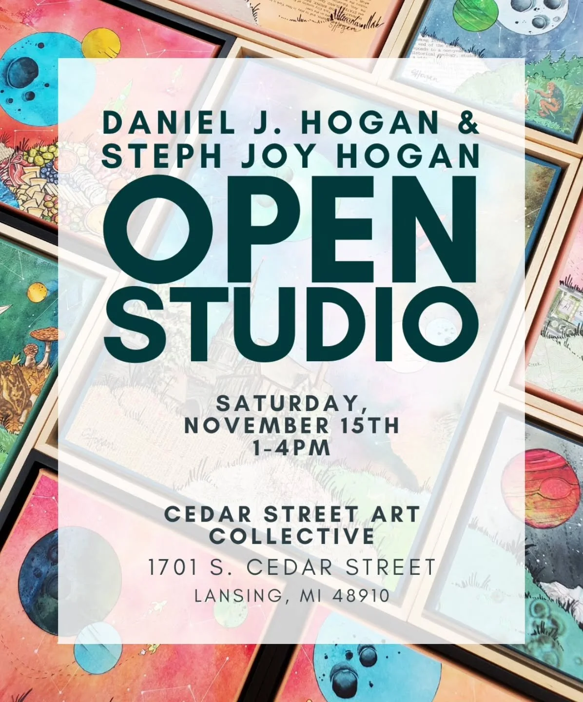 Hello, beautiful friend! It's been a doozy of a year for artists and small businesses, and the one thing that makes it all worthwhile.. is YOU!⁠
⁠
That's why I'm so excited to invite you to our annual Open Studio event. Daniel J. Hogan and I look for