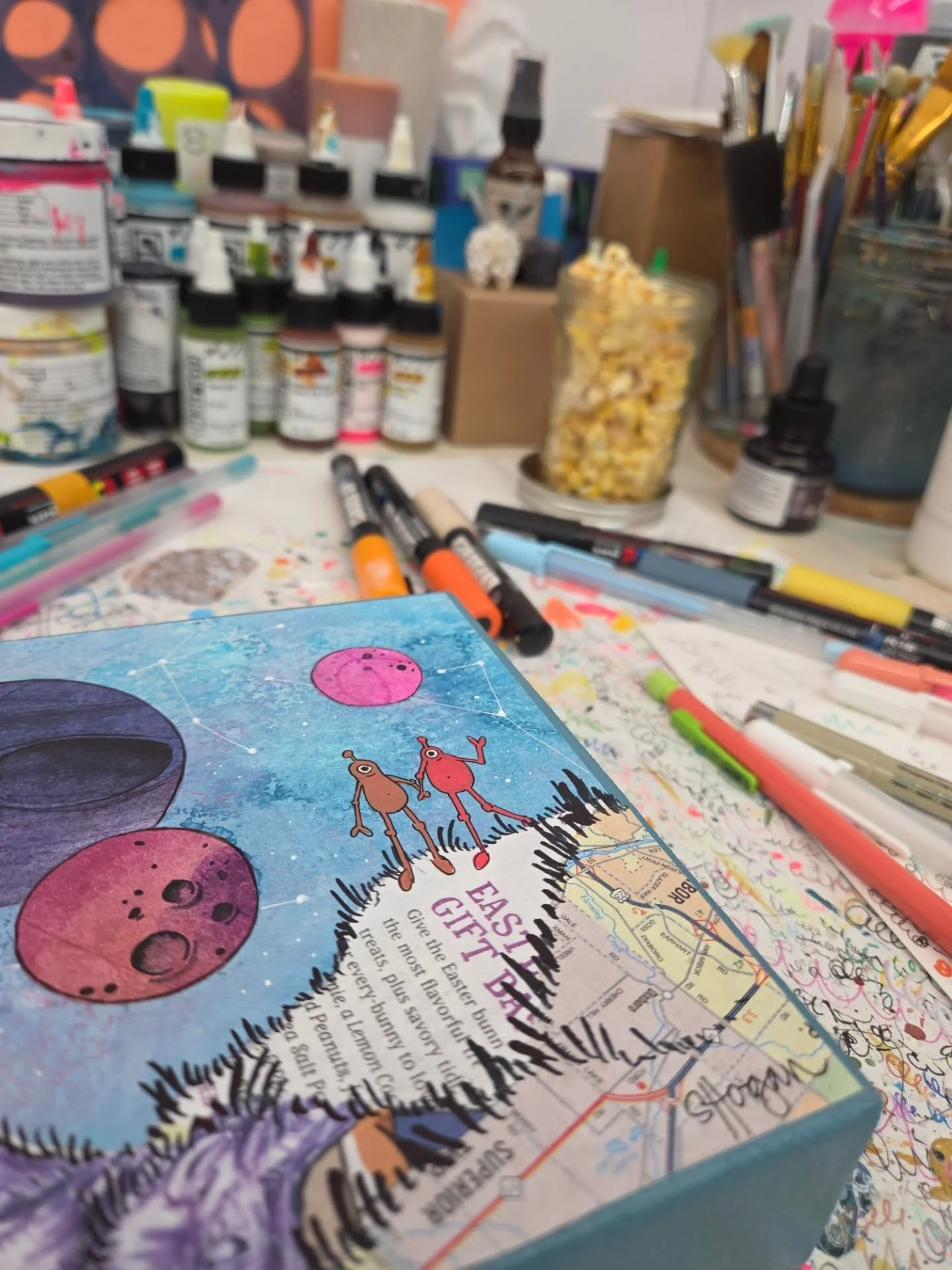 The star nursery that is our studio starts bursting with life this time of year. Dozens of new pieces are coming together, just in time for art festival season!