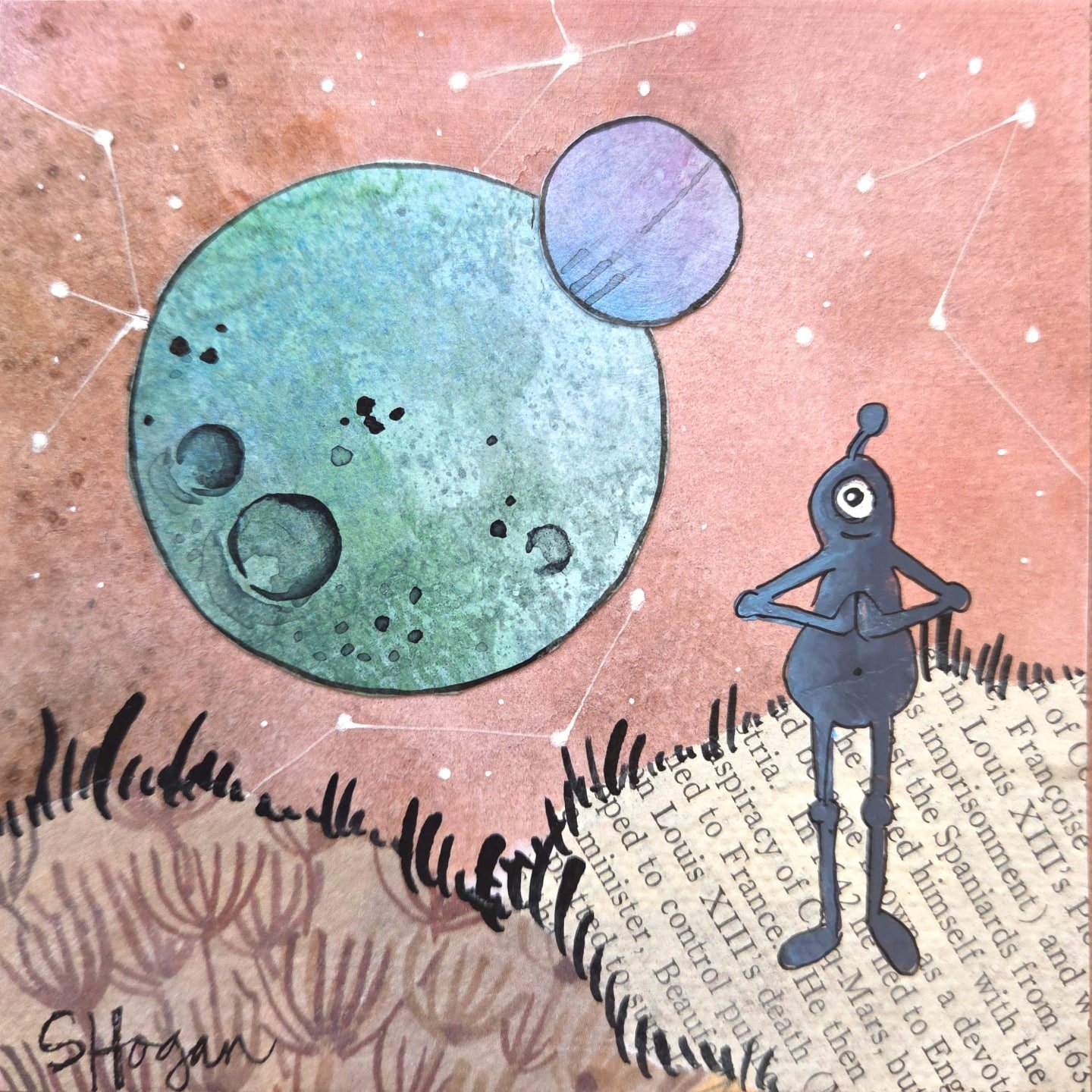 'Control' - 4x4" original, human-made, mixed-media artwork. Available next weekend at East Lansing Art Festival!
