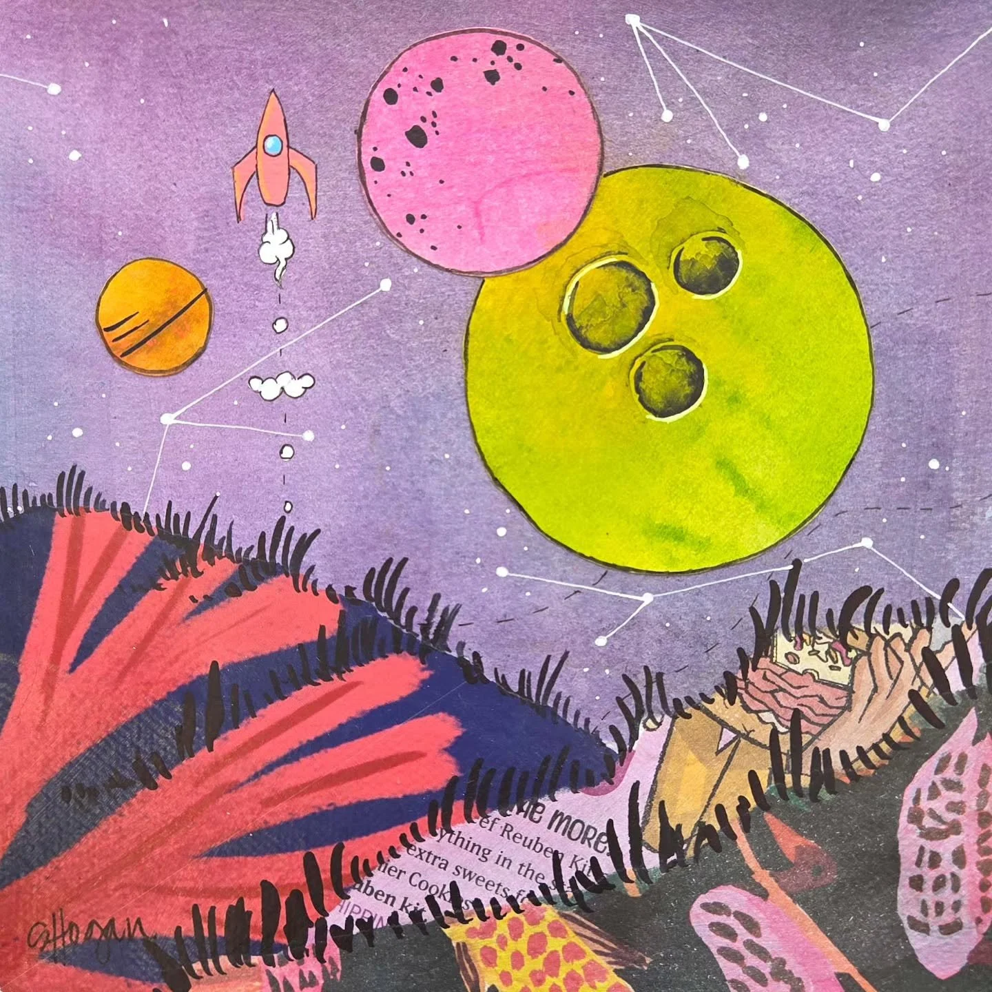 AVAILABLE: 'Extra Sweets' is currently available at @nelsongallerylansing in @downtown.lansing 

Energize your fall decor and fuel your imagination. 
6x6" handmade mixed-media artwork, framed in black.