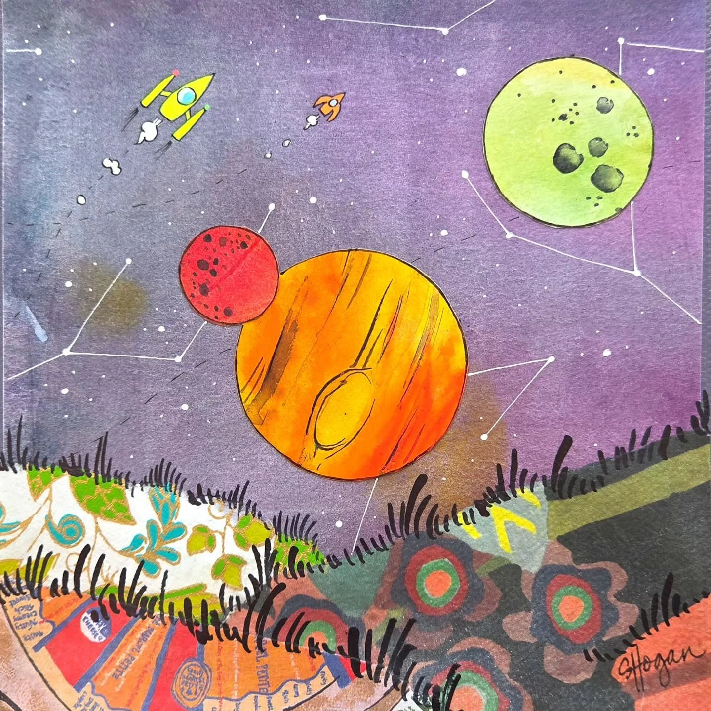 AVAILABLE: 'Say Cheese' is currently available at @nelsongallerylansing in @downtown.lansing

Energize your fall decor and fuel your imagination. 
6x6" handmade mixed-media artwork, framed in black.