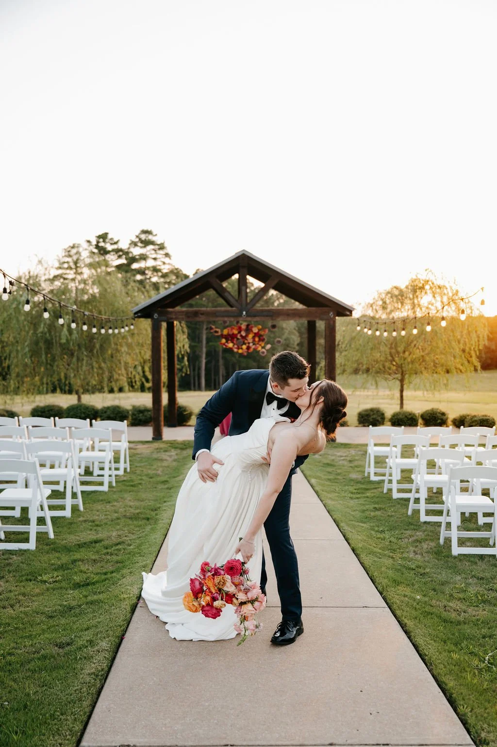 bride and groom down the aisle in the outdoor ceremony in tyler texas