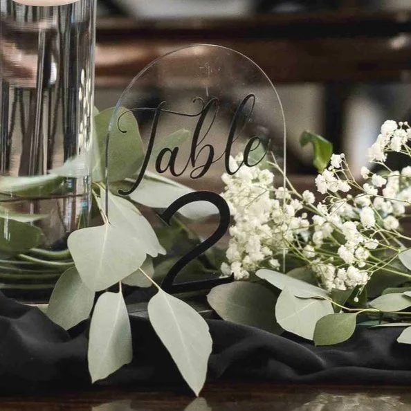 clear and black table number